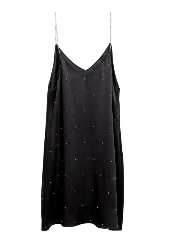 Silk Studded Slip Dress Black sold by AMIRI