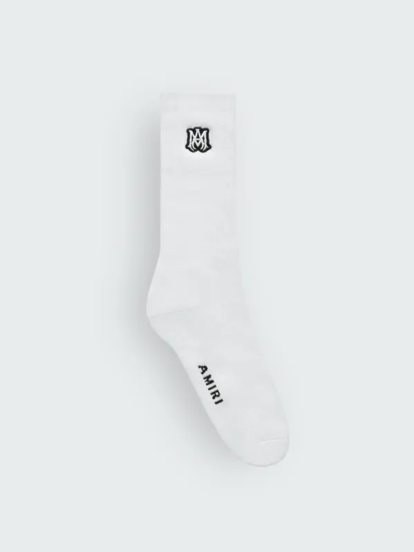 M.A. EMBROIDERY PATCH SOCK - WHITE BLACK made by AMIRI