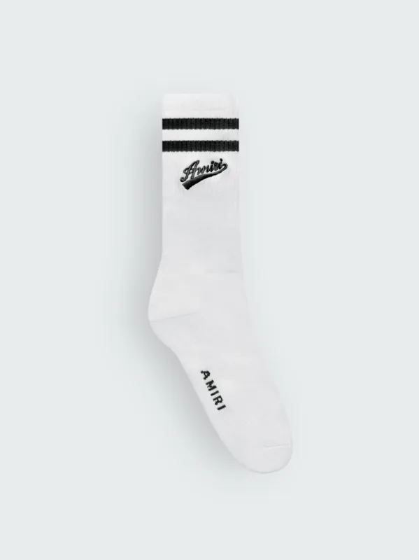 AMIRI VARSITY SCRIPT SOCK - WHITE BLACK made by AMIRI