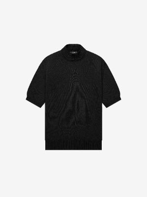SHORT SLEEVE MOCK NECK SWEATER - BLACK made by AMIRI