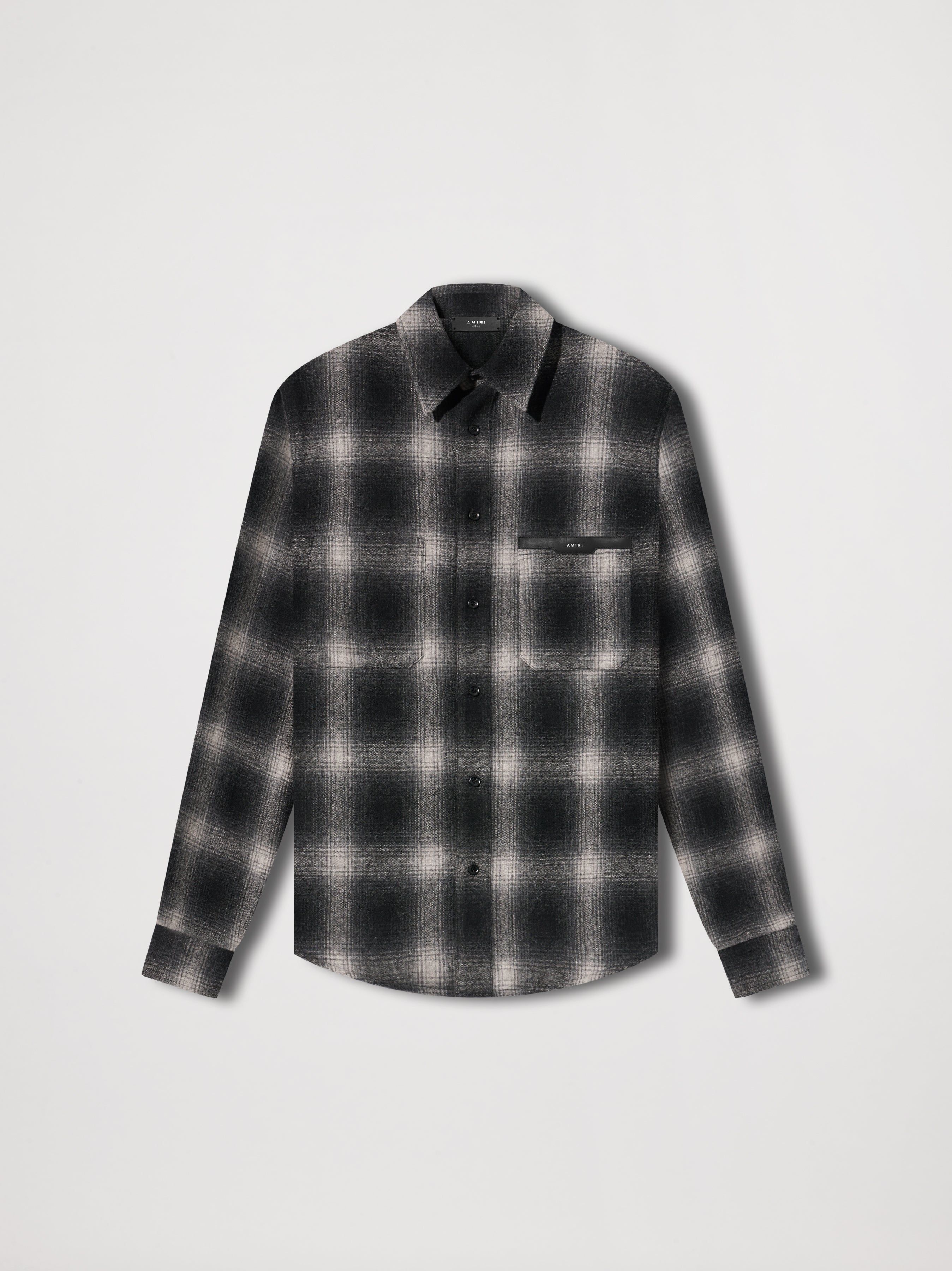 AMIRI LEATHER APPLIQUE SHIRT - BLACK / WHITE sold by AMIRI