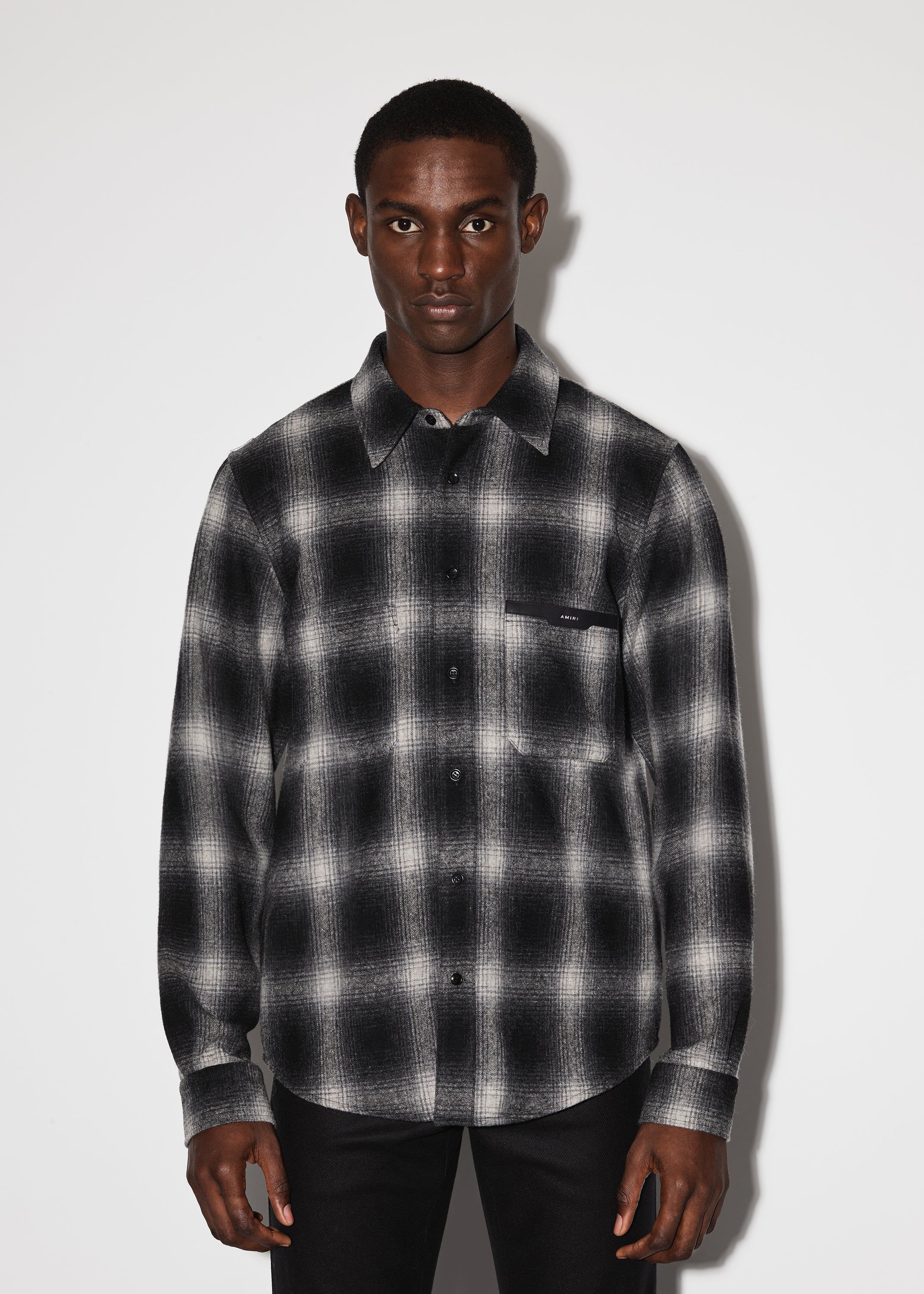 AMIRI LEATHER APPLIQUE SHIRT - BLACK / WHITE sold by AMIRI product image thumbnail 2