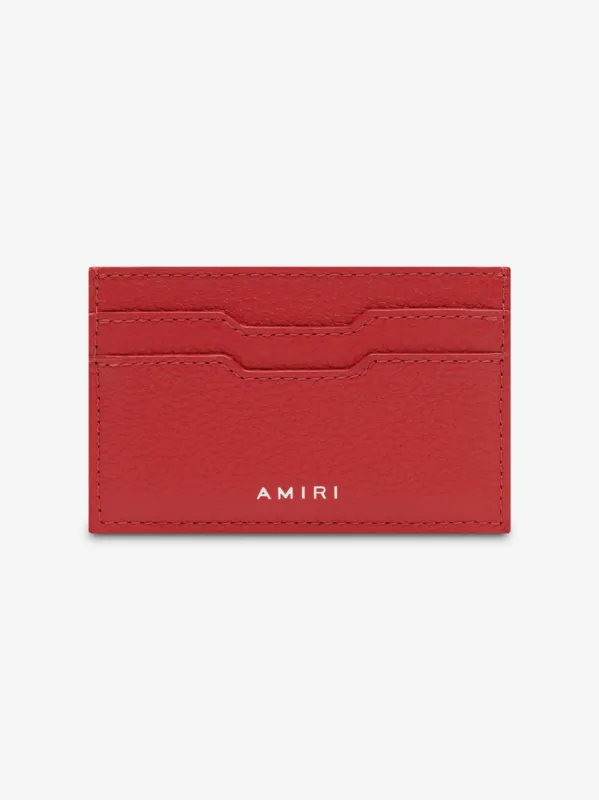 ICONIC EMBOSSED LEATHER CARD HOLDER - Red sold by AMIRI