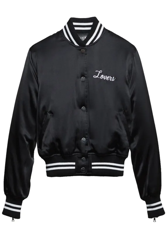 Lovers Silk Baseball Jacket Black made by AMIRI