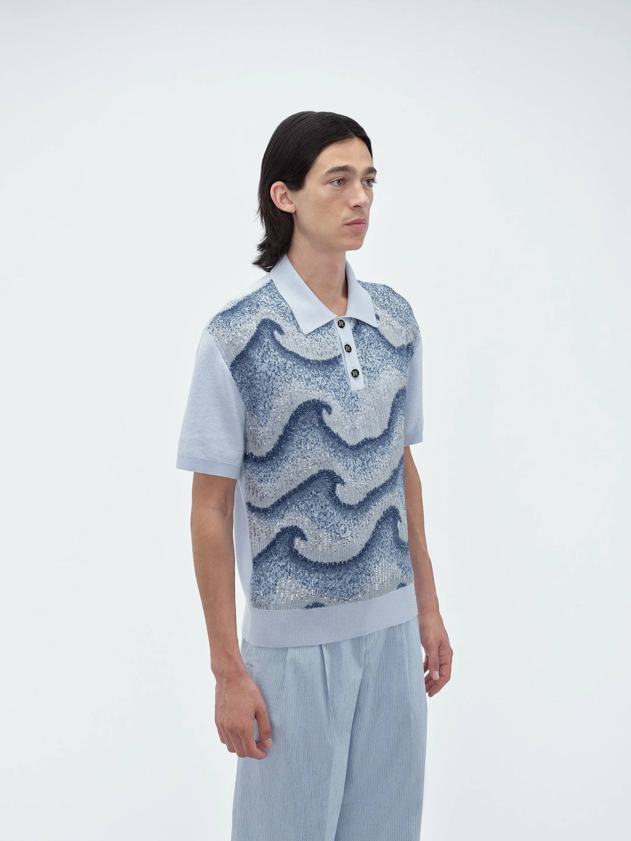 WAVY EMBELLISHED POLO - Ashley Blue sold by AMIRI product image thumbnail 4