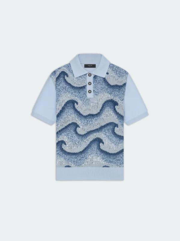WAVY EMBELLISHED POLO - Ashley Blue made by AMIRI
