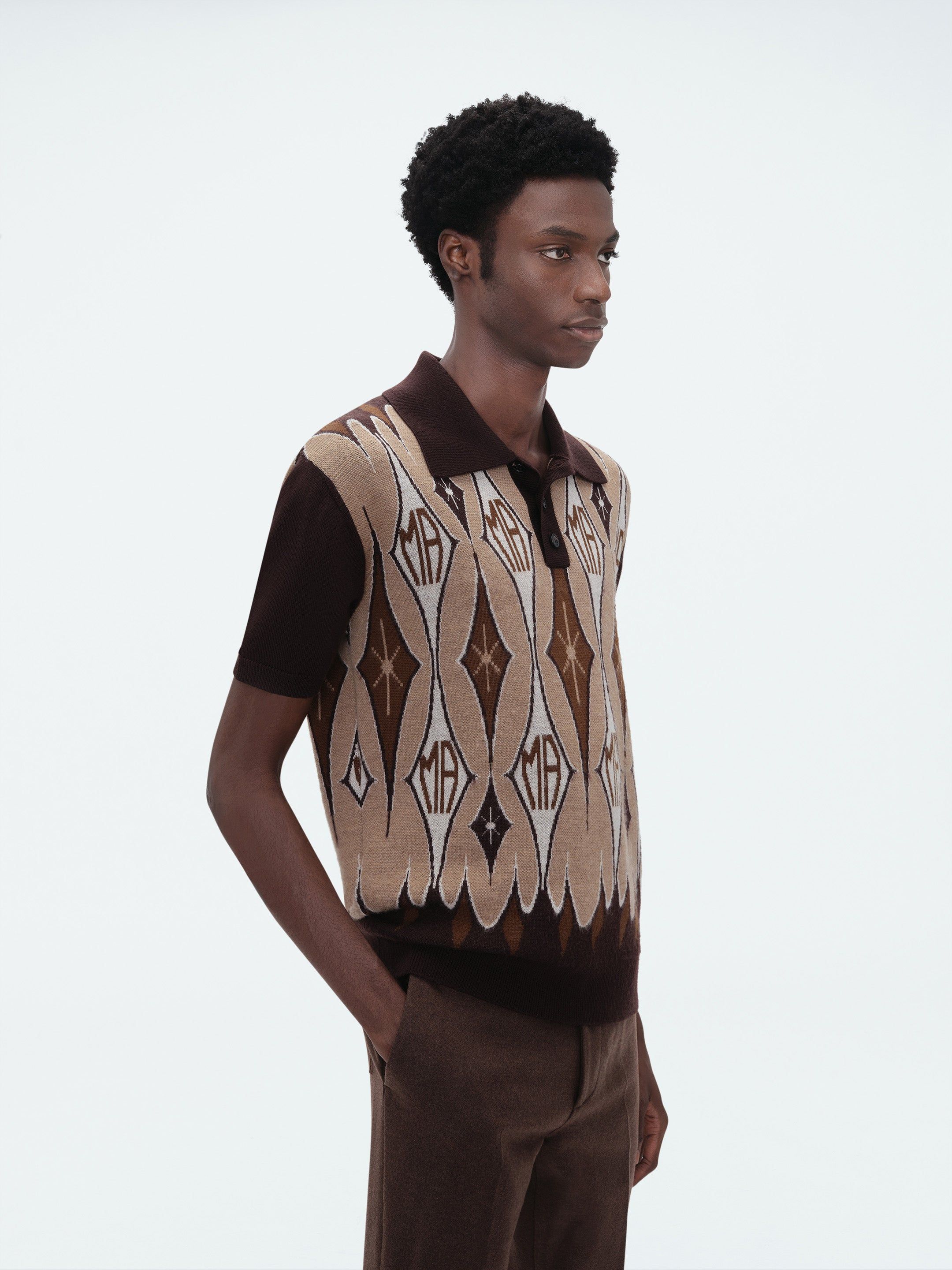 ARGYLE JACQUARD POLO - BROWN sold by AMIRI product image thumbnail 3