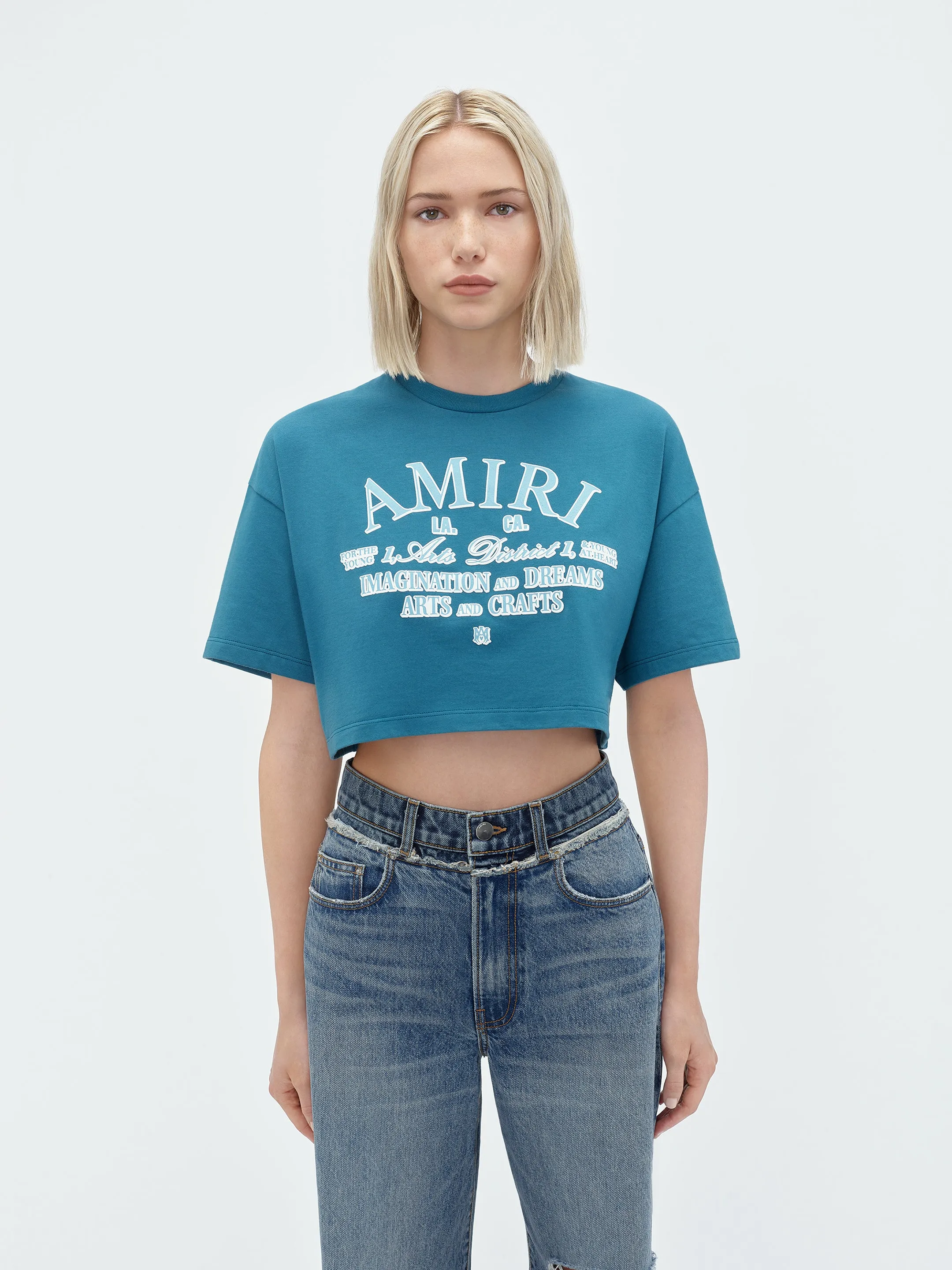 WOMEN - ARTS DISTRICT CROPPED TEE - Blue sold by AMIRI product image thumbnail 3