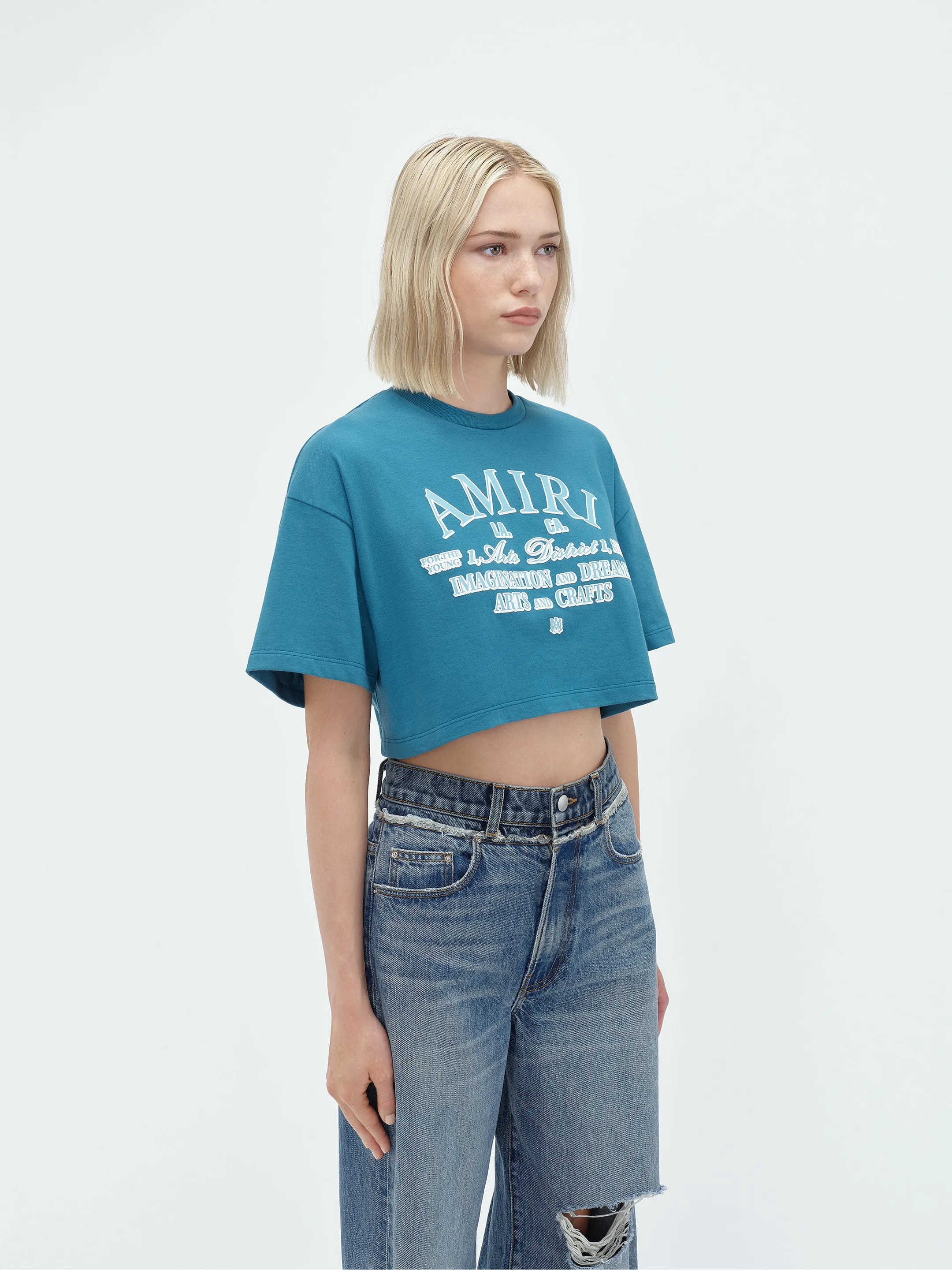 WOMEN - ARTS DISTRICT CROPPED TEE - Blue sold by AMIRI product image thumbnail 4