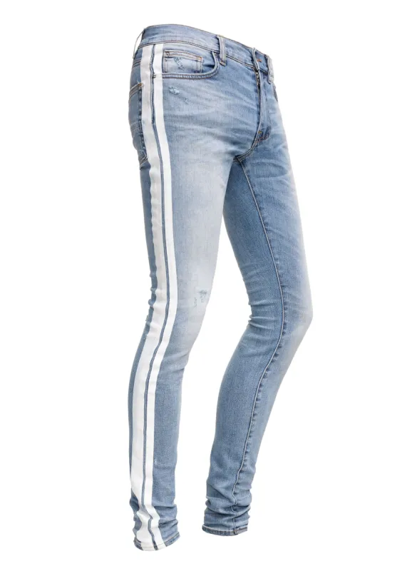 Stack Track Jean Rosebowl/White sold by AMIRI