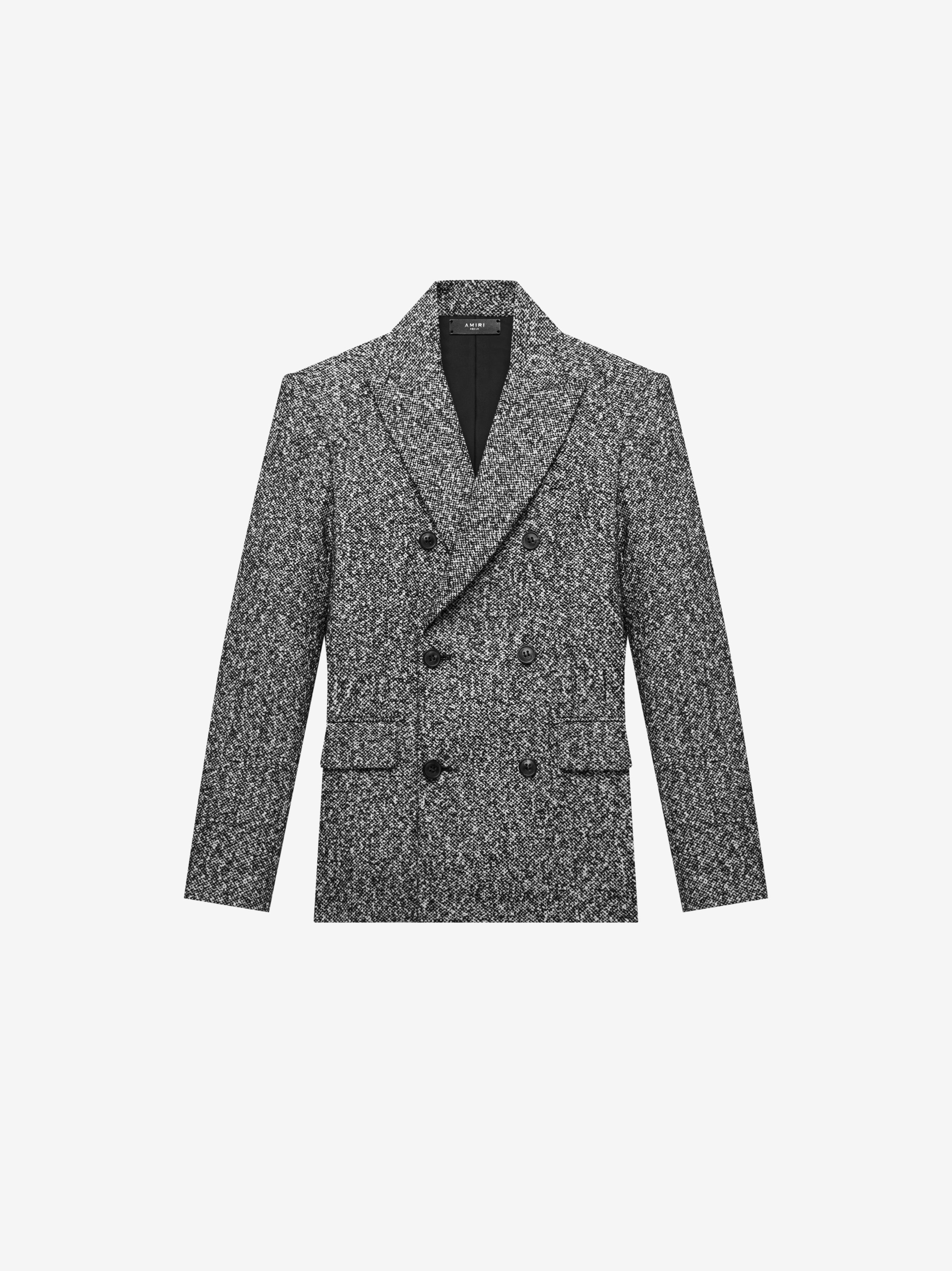 GREY TWEED DOUBLE BREASTED JACKET - BLACK / WHITE sold by AMIRI