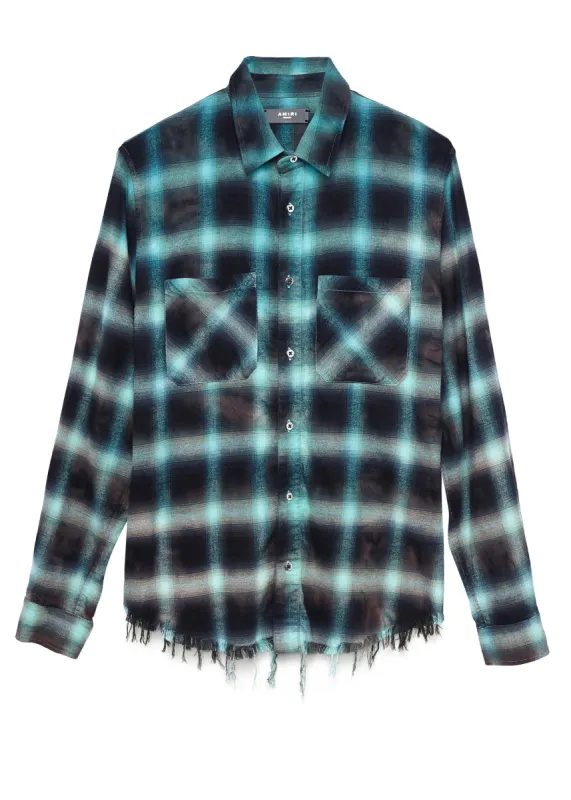 Tie Dye Blotch Plaid Blue/Black made by AMIRI