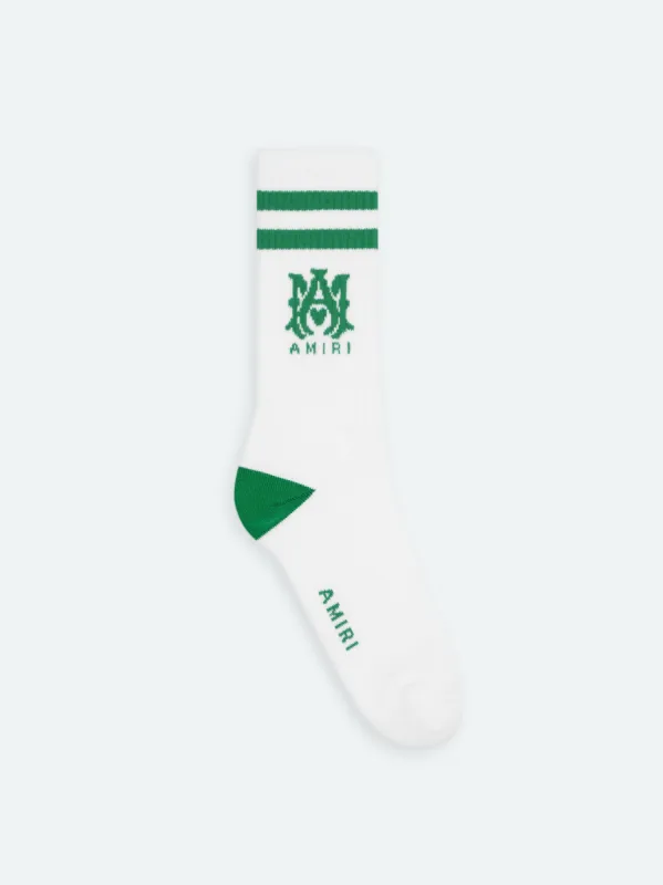 MA STRIPE SOCK - White/Fern Green sold by AMIRI