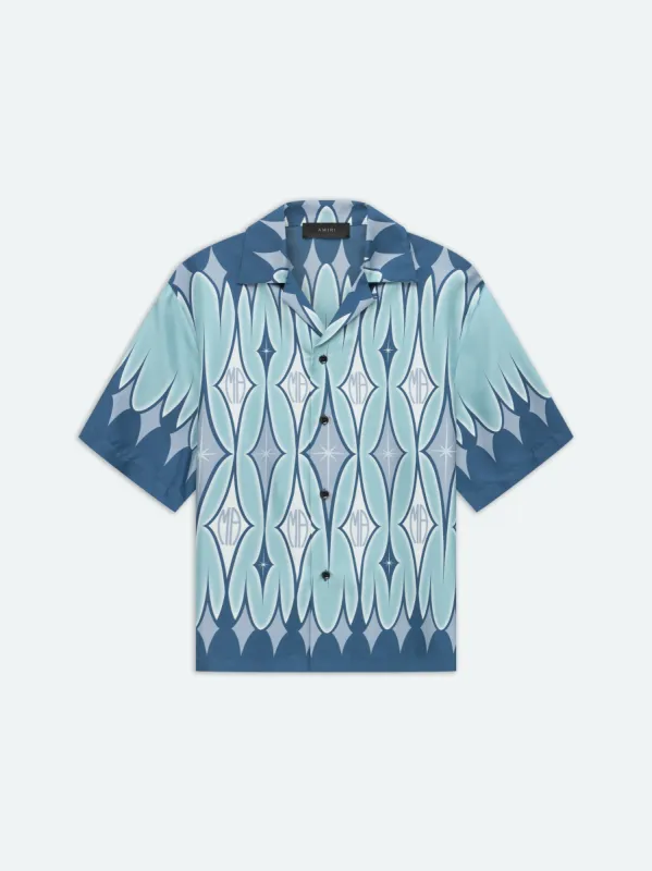 ARGYLE PRINTED SHORT SLEEVE SHIRT - AQUA sold by AMIRI