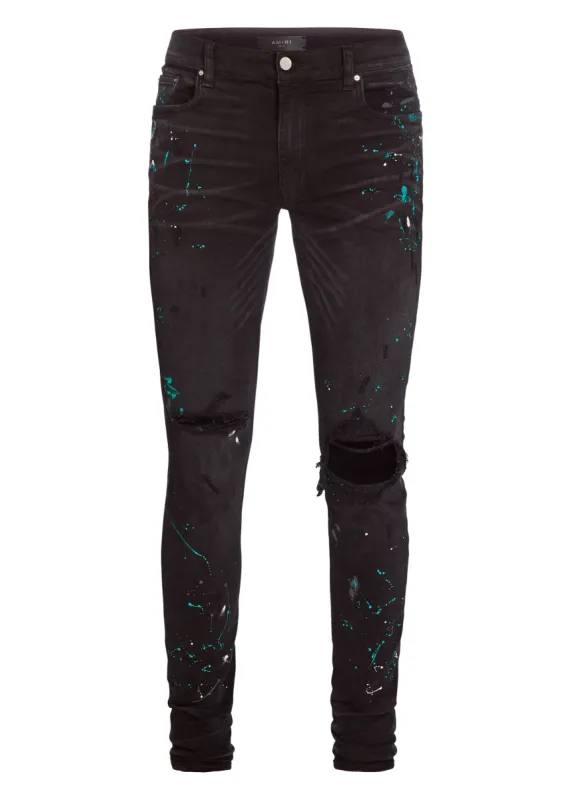 Paint Splatter Jean Aged Black sold by AMIRI
