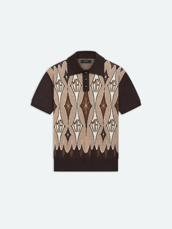 ARGYLE JACQUARD POLO - BROWN sold by AMIRI