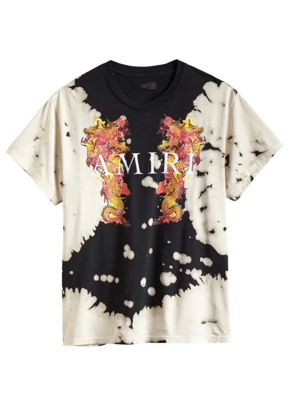 Watercolor Dragon Tee Black sold by AMIRI