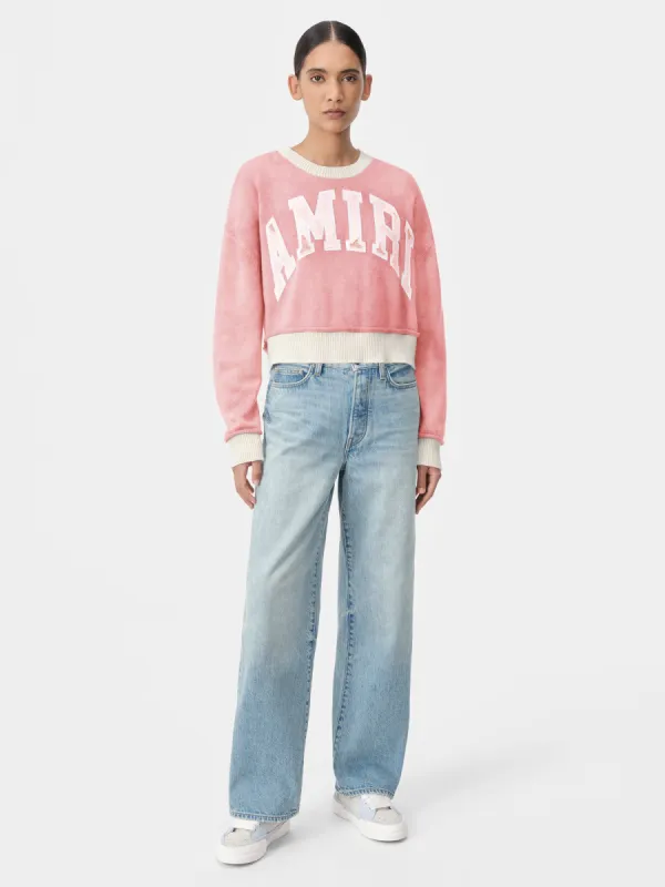 WOMEN - WOMEN'S AMIRI VINTAGE CASHMERE CREW - Flamingo Pink sold by AMIRI