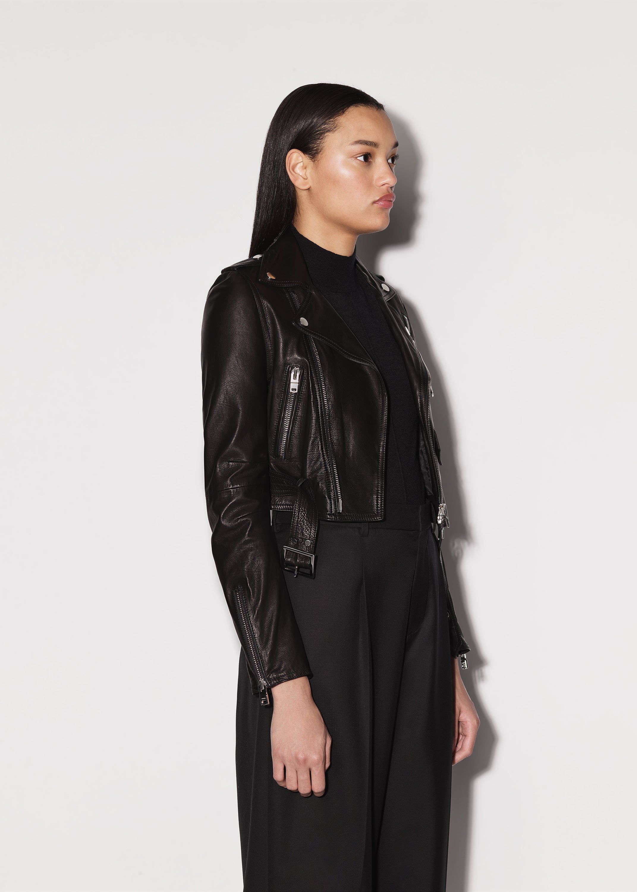 WOMEN - LEATHER BIKER JACKET - BLACK sold by AMIRI product image thumbnail 4