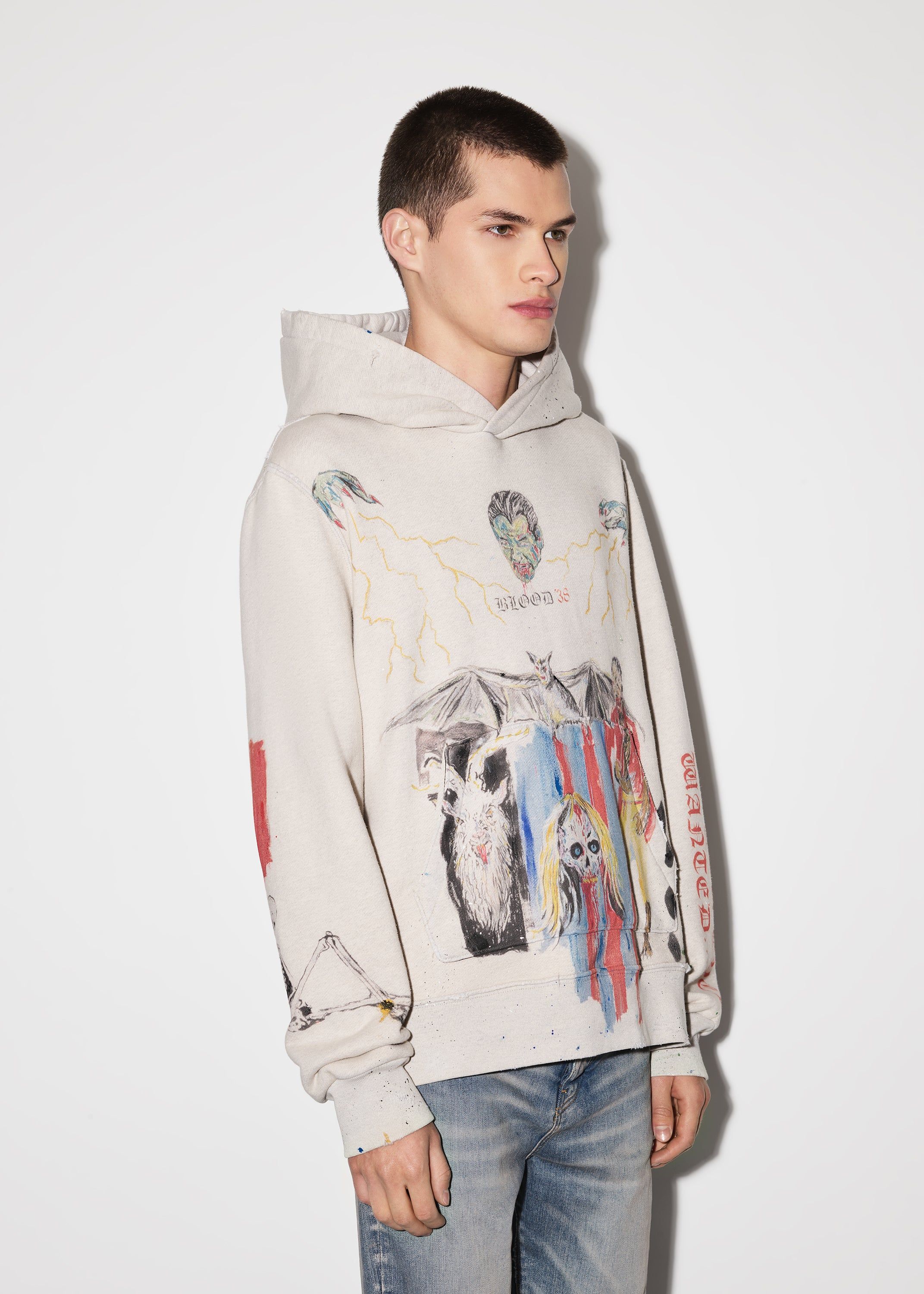 BLOOD 38' HOODIE - HEATHER BIRCH sold by AMIRI product image thumbnail 3