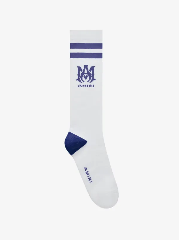 RIBBED M.A. SOCKS - SURF BLUE sold by AMIRI