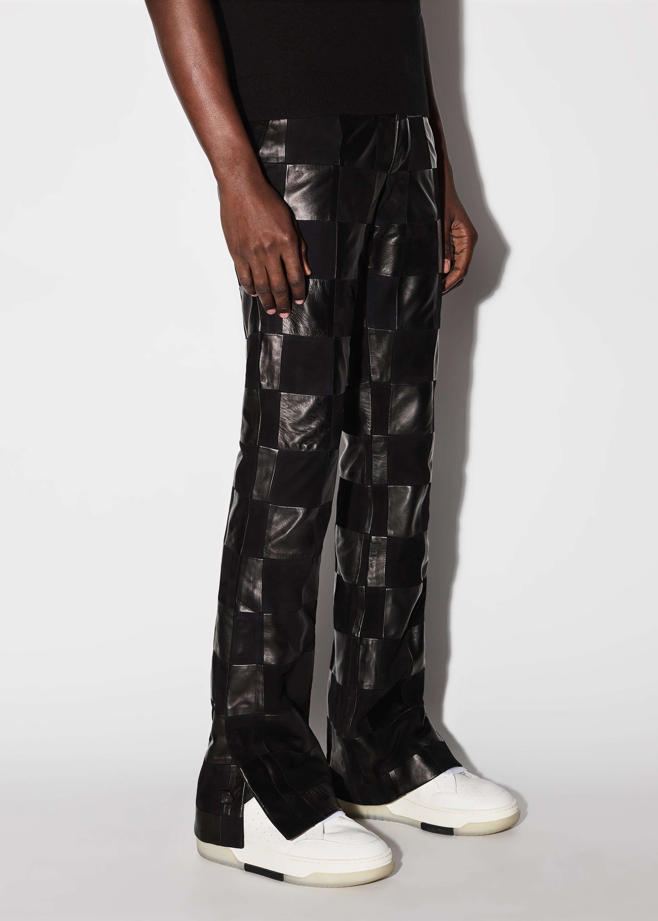 MIXED CHECK PATCH FLARE PANTS - BLACK sold by AMIRI product image thumbnail 3