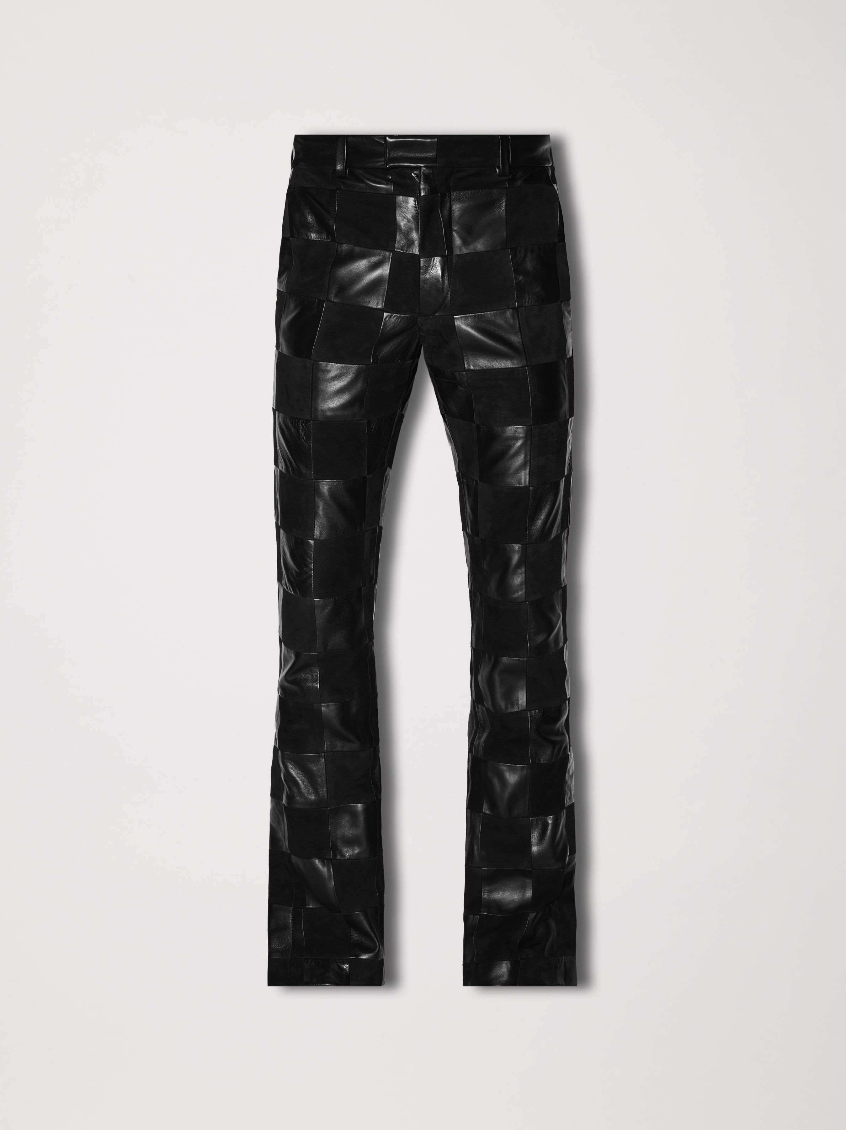 MIXED CHECK PATCH FLARE PANTS - BLACK sold by AMIRI