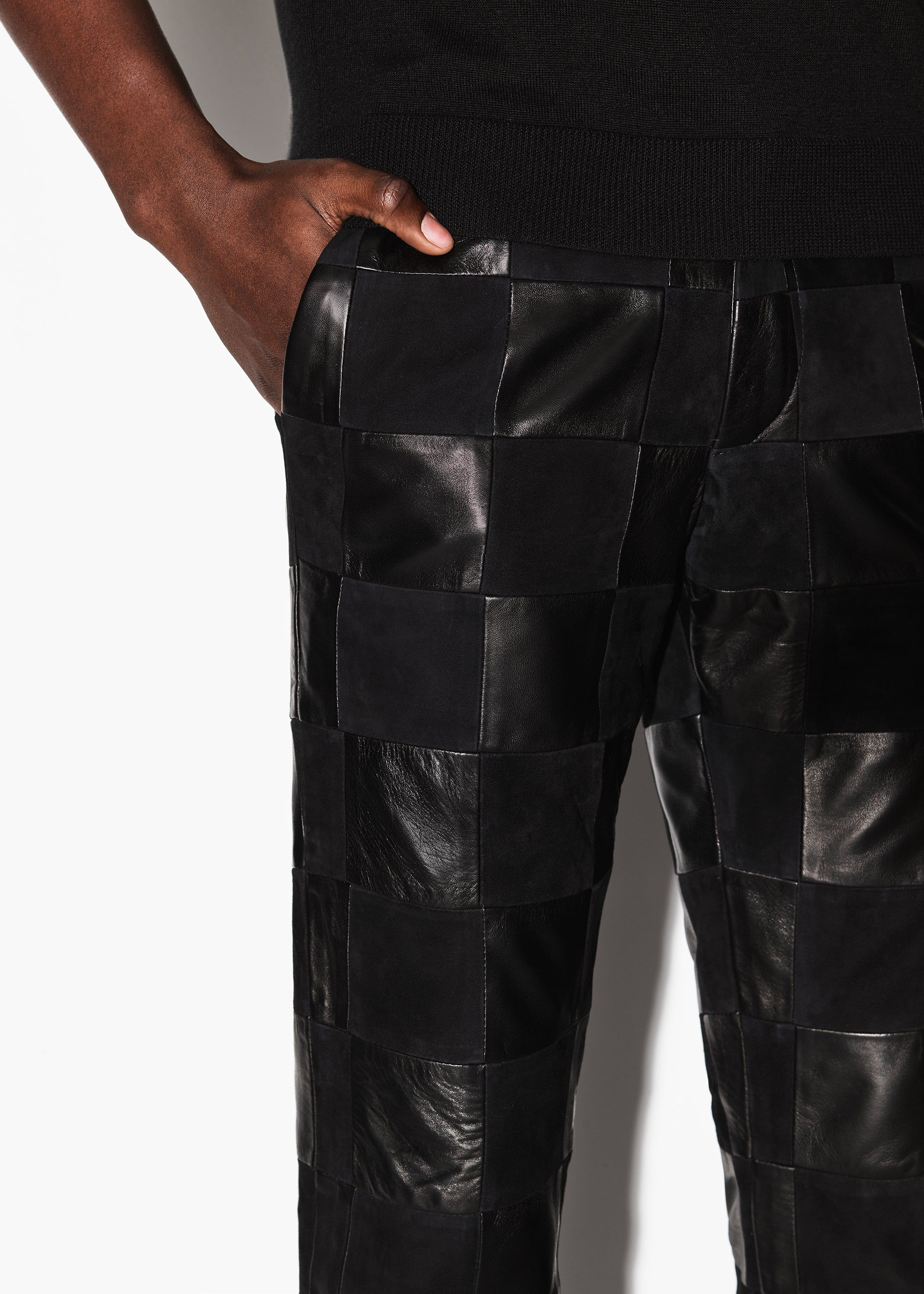 MIXED CHECK PATCH FLARE PANTS - BLACK sold by AMIRI product image thumbnail 5