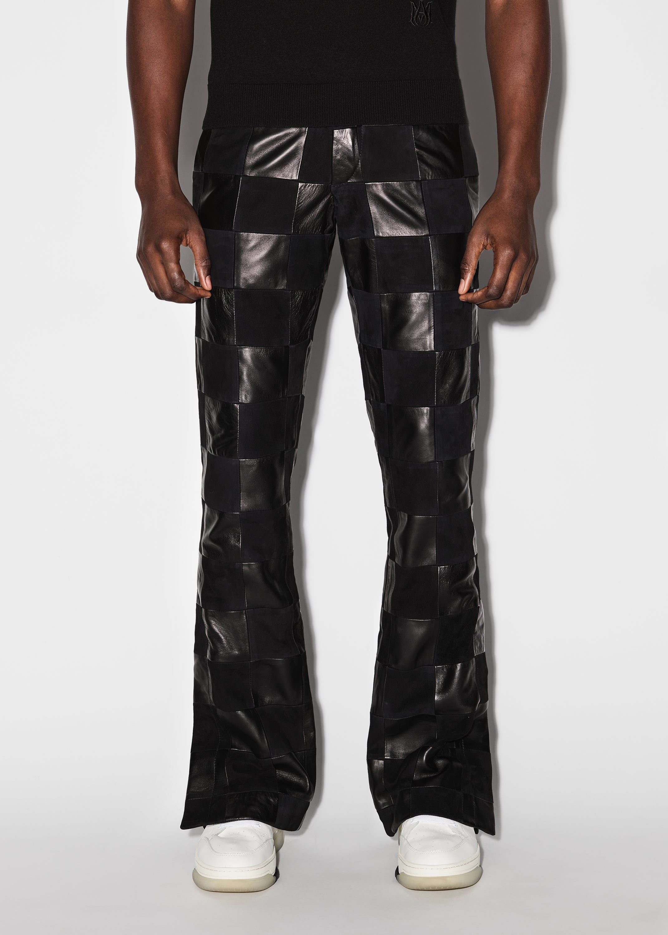 MIXED CHECK PATCH FLARE PANTS - BLACK sold by AMIRI product image thumbnail 2
