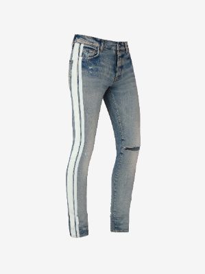 FLOCKED TRACK JEAN - CLAY INDIGO made by AMIRI