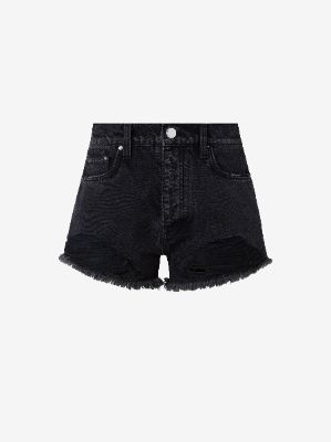 WOMEN - HOT PANT THRASHER SHORTS - AGED BLACK made by AMIRI