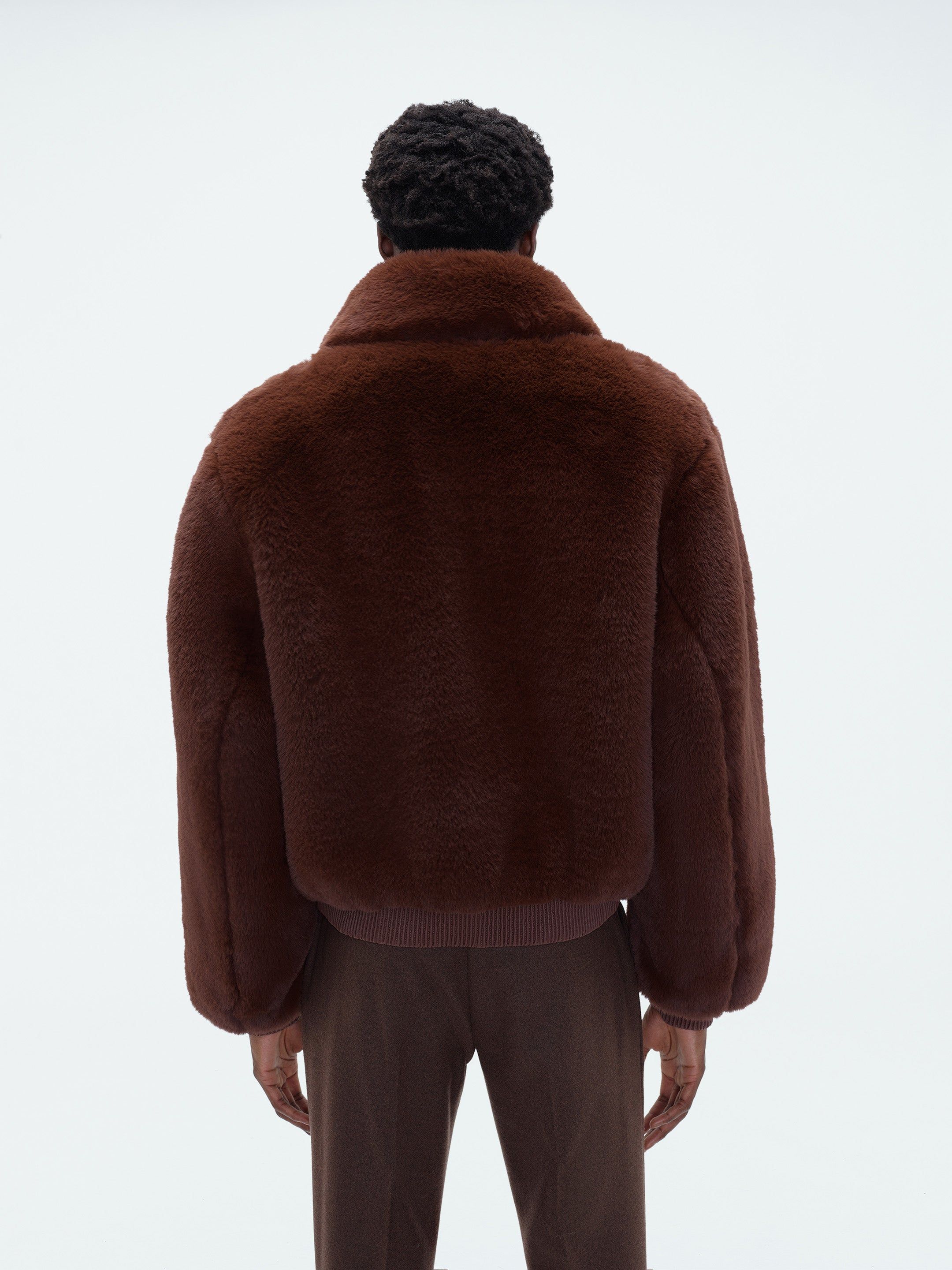 CROPPED FAUX FUR ZIP BLOUSON - POTTING SOIL sold by AMIRI product image thumbnail 4