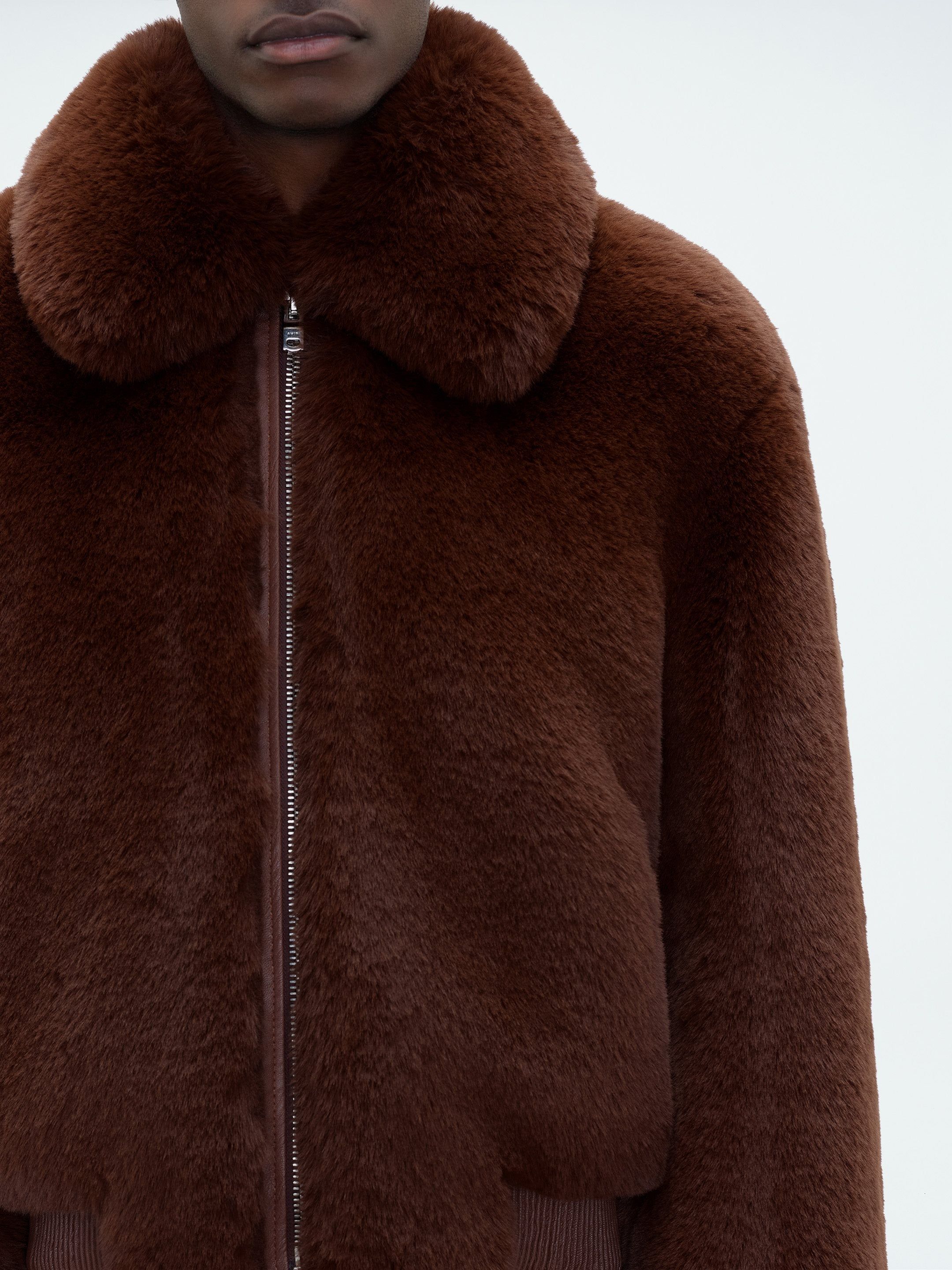CROPPED FAUX FUR ZIP BLOUSON - POTTING SOIL sold by AMIRI product image thumbnail 5
