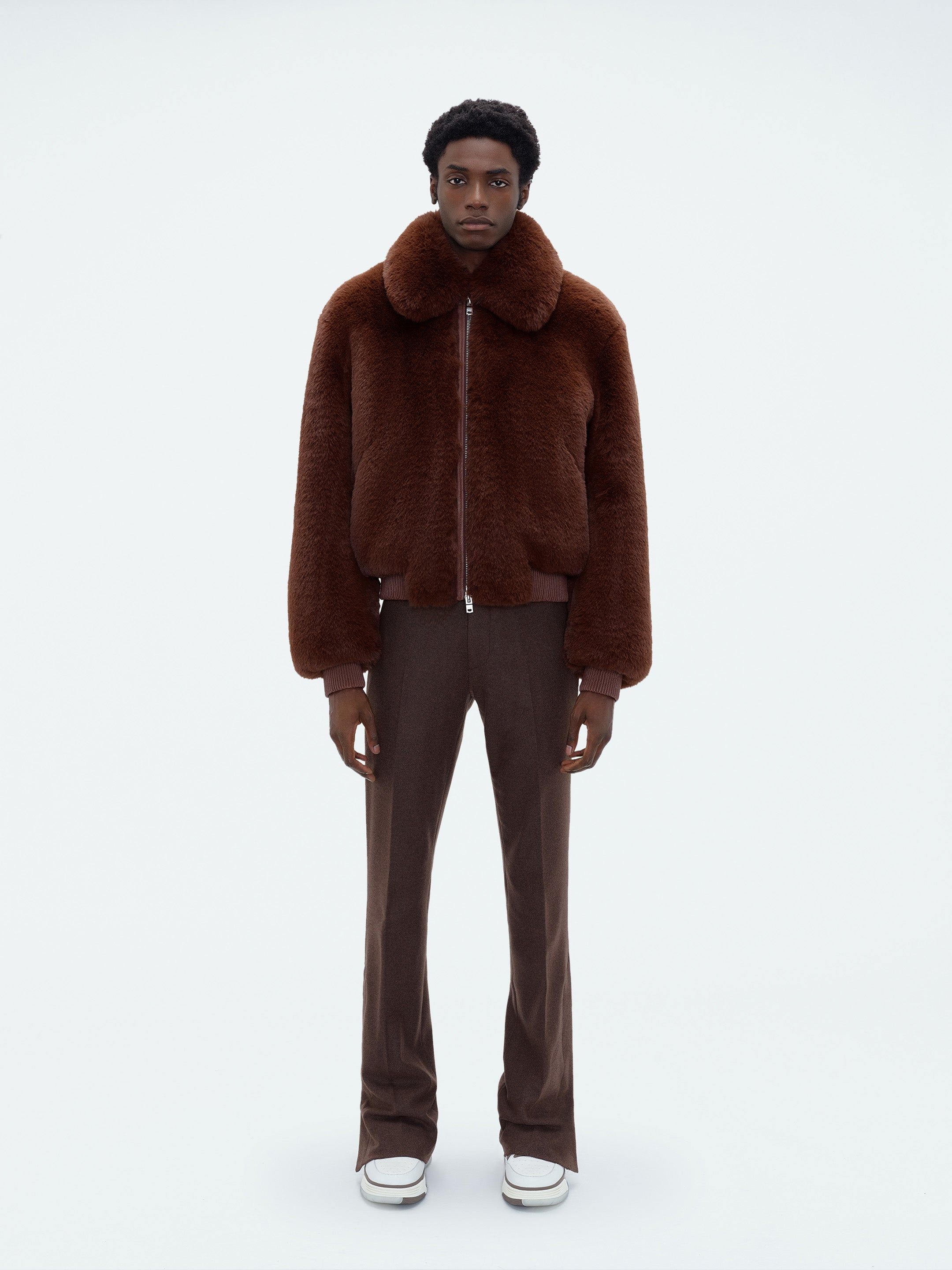 CROPPED FAUX FUR ZIP BLOUSON - POTTING SOIL sold by AMIRI product image thumbnail 2