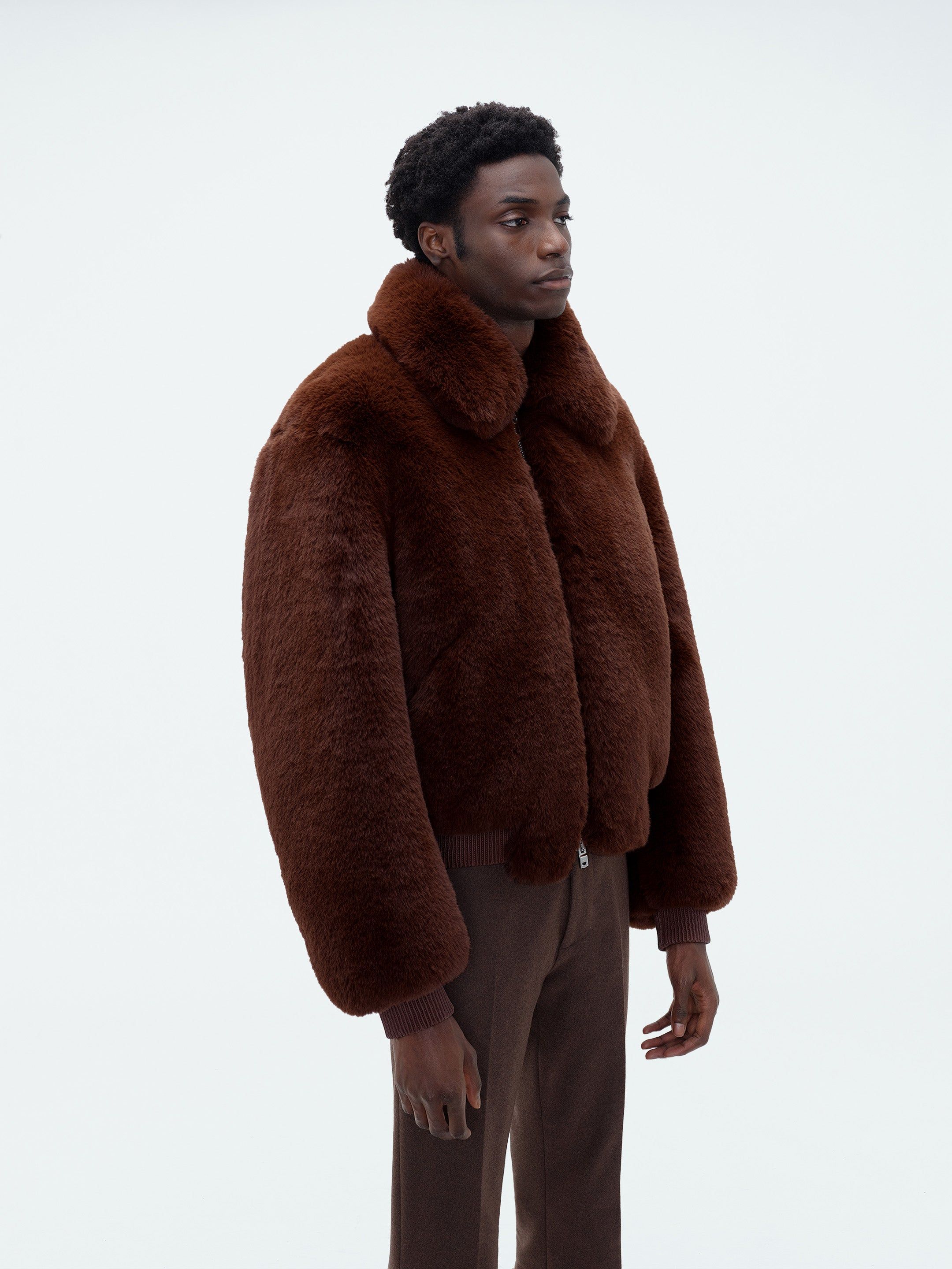 CROPPED FAUX FUR ZIP BLOUSON - POTTING SOIL sold by AMIRI product image thumbnail 3