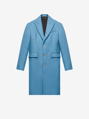 SINGLE BREASTED LAPEL COAT - CAROLINA BLUE sold by AMIRI