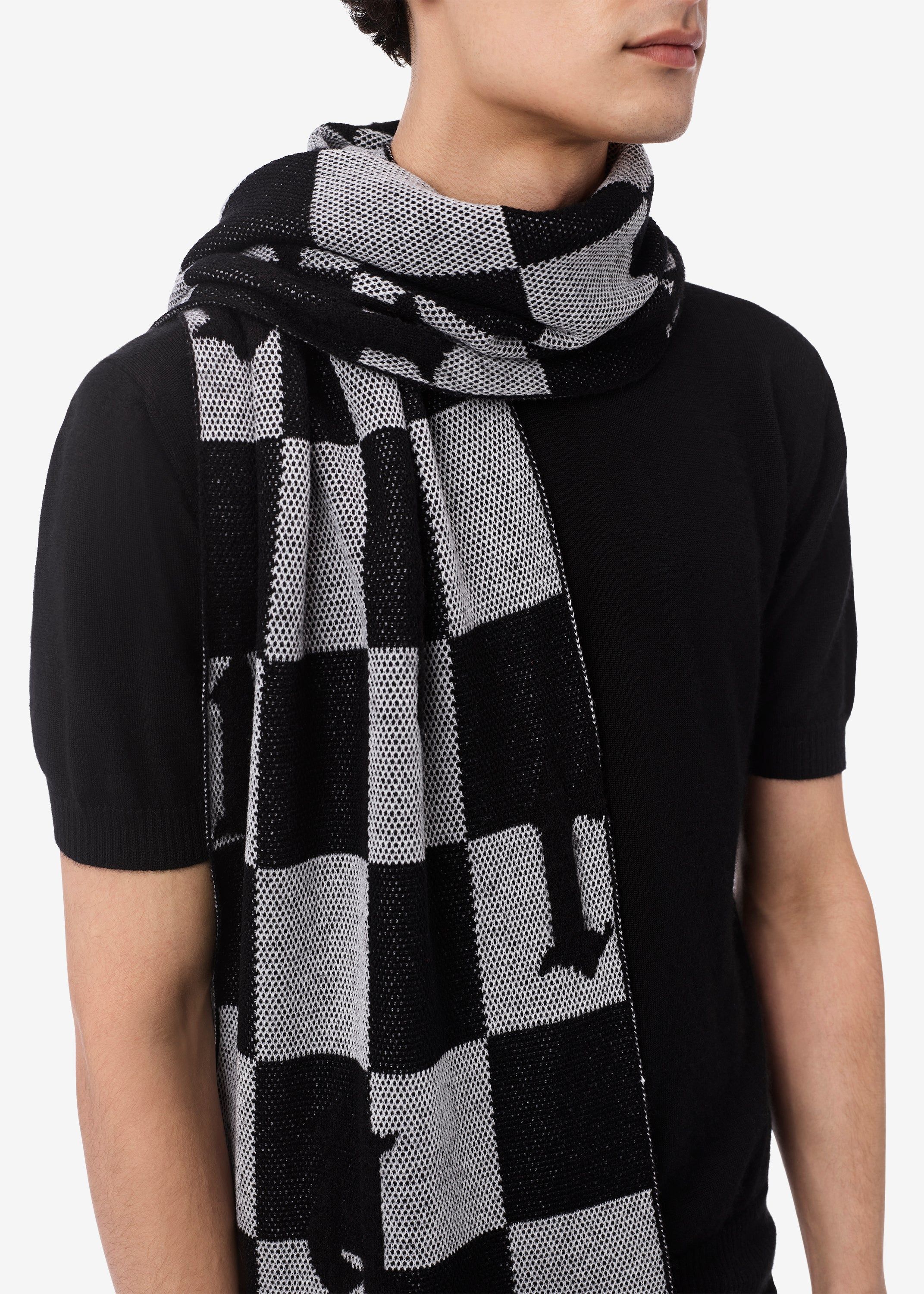 OLD ENGLISH CHECK SCARF - BLACK sold by AMIRI product image thumbnail 5