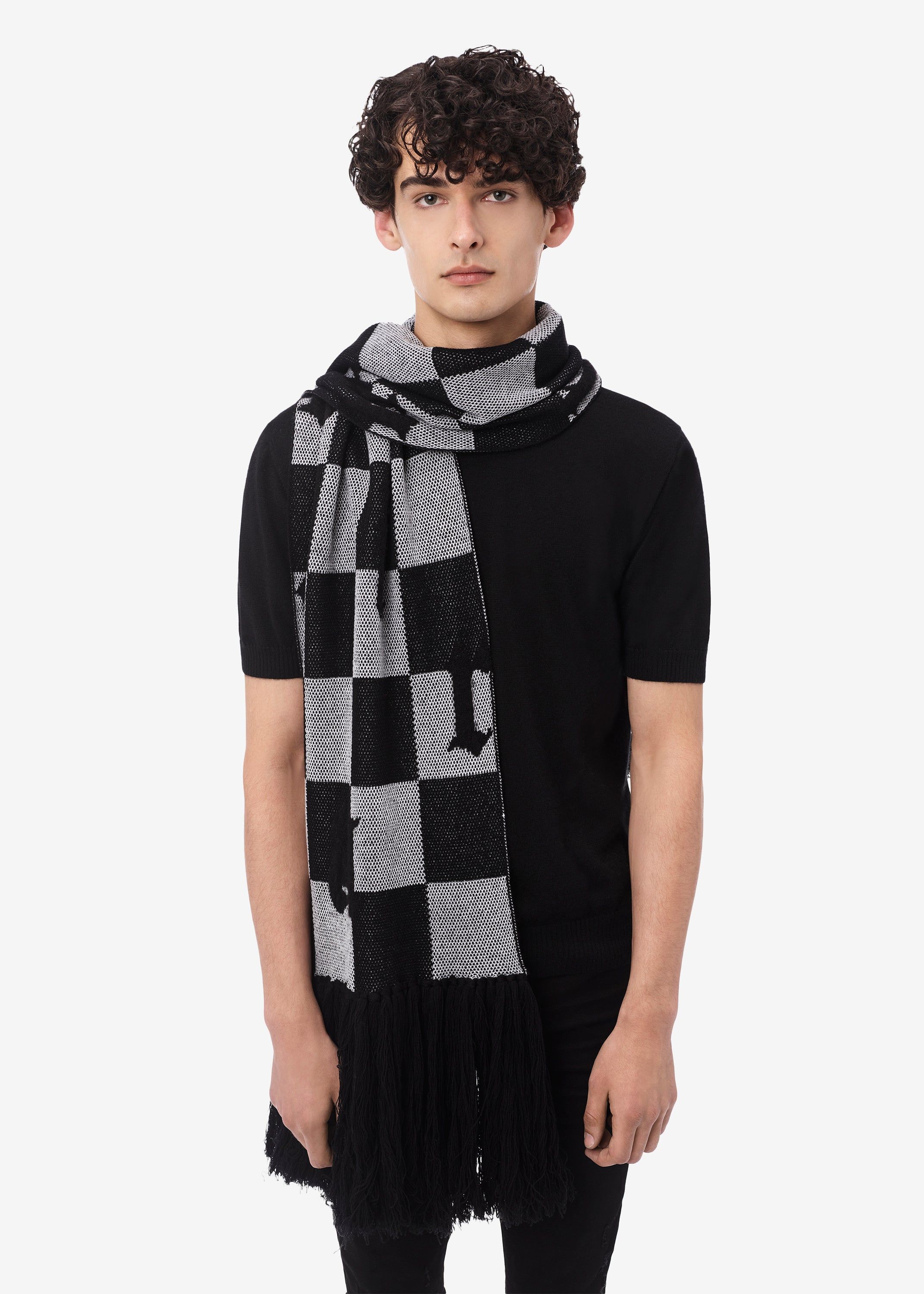 OLD ENGLISH CHECK SCARF - BLACK sold by AMIRI product image thumbnail 2
