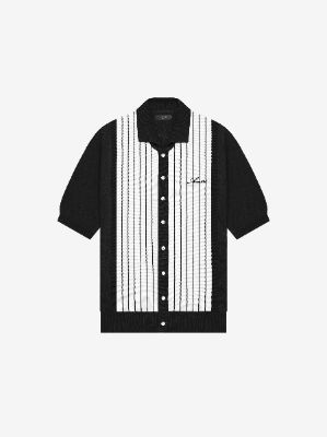 CASHMERE STRIPED POLO - BLACK sold by AMIRI