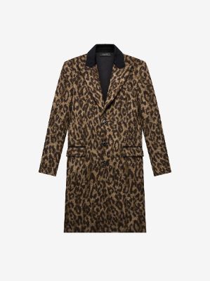 BRUSHED LEOPARD SINGLE BREASTED WOOL COAT - LEOPARD sold by AMIRI