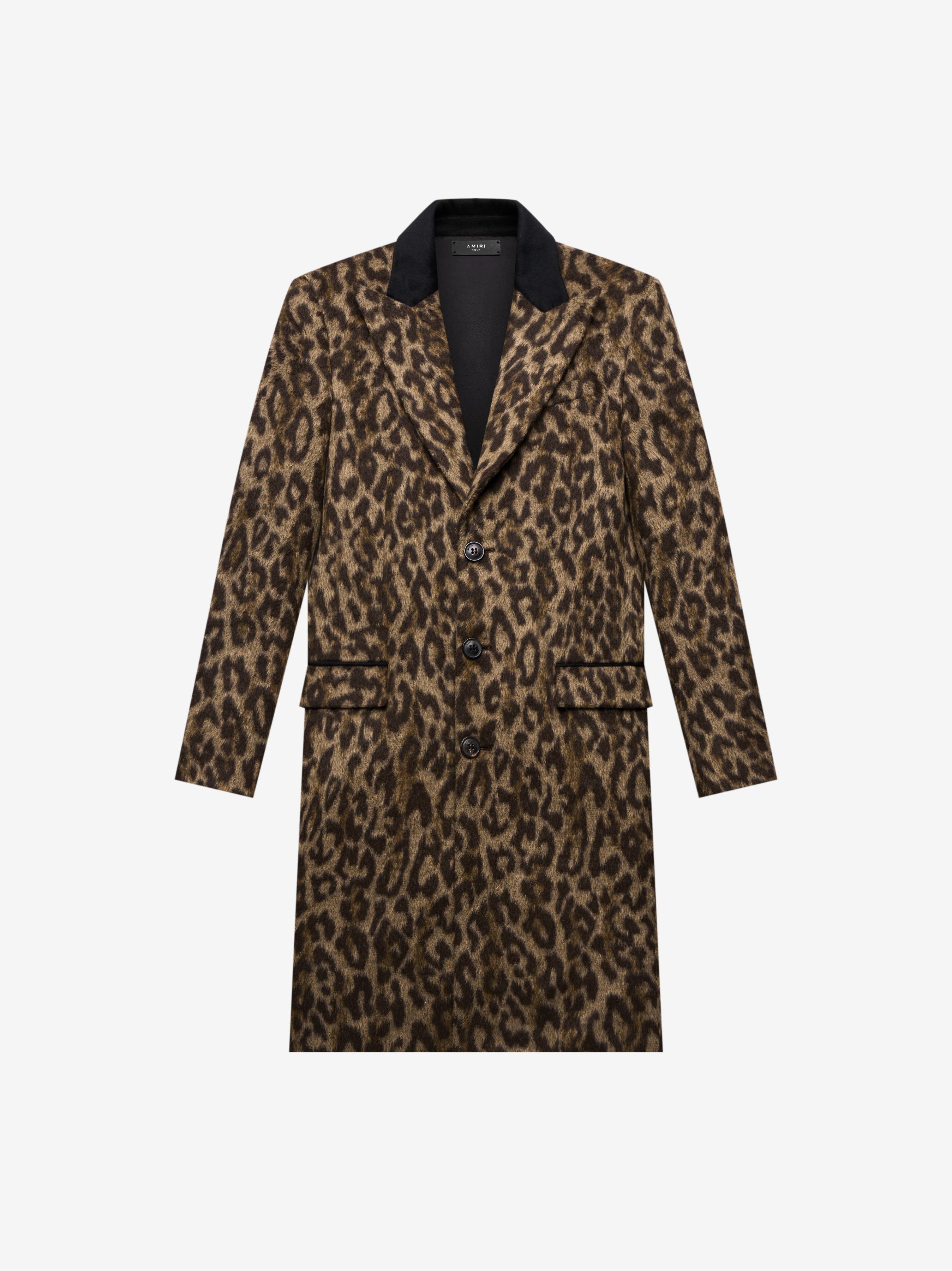 BRUSHED LEOPARD SINGLE BREASTED WOOL COAT - LEOPARD sold by AMIRI