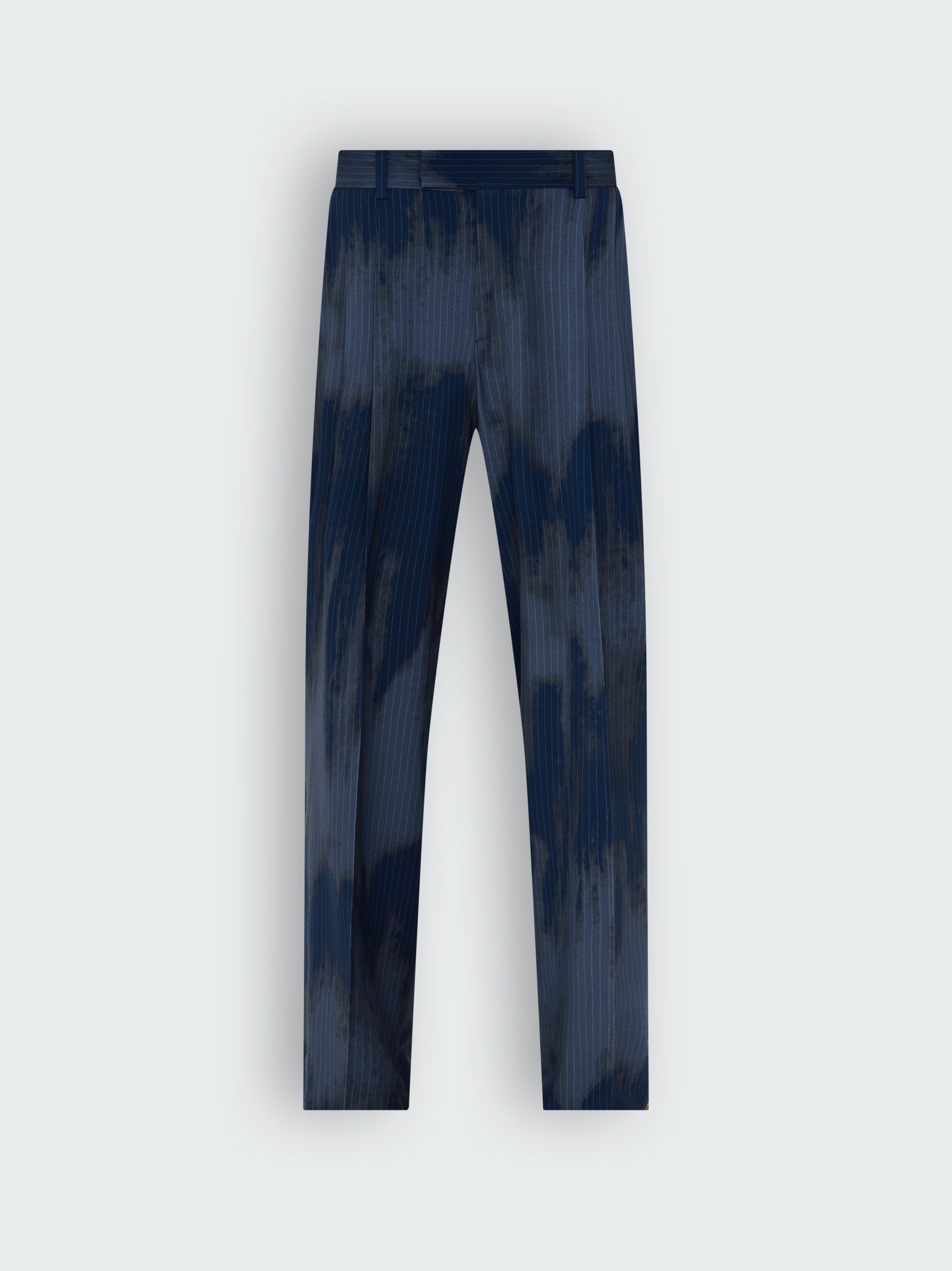 PINSTRIPE DOUBLE PLEATED TROUSERS - NAVY sold by AMIRI