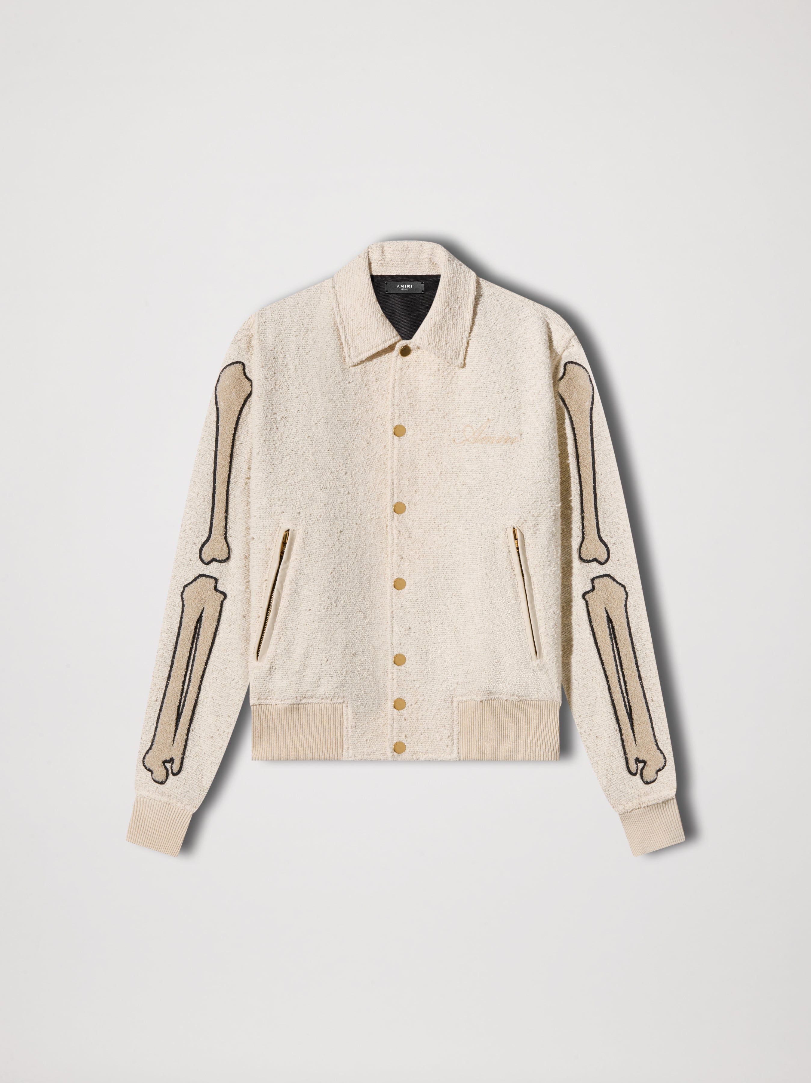 BONES VARSITY JACKET - ALABASTER sold by AMIRI