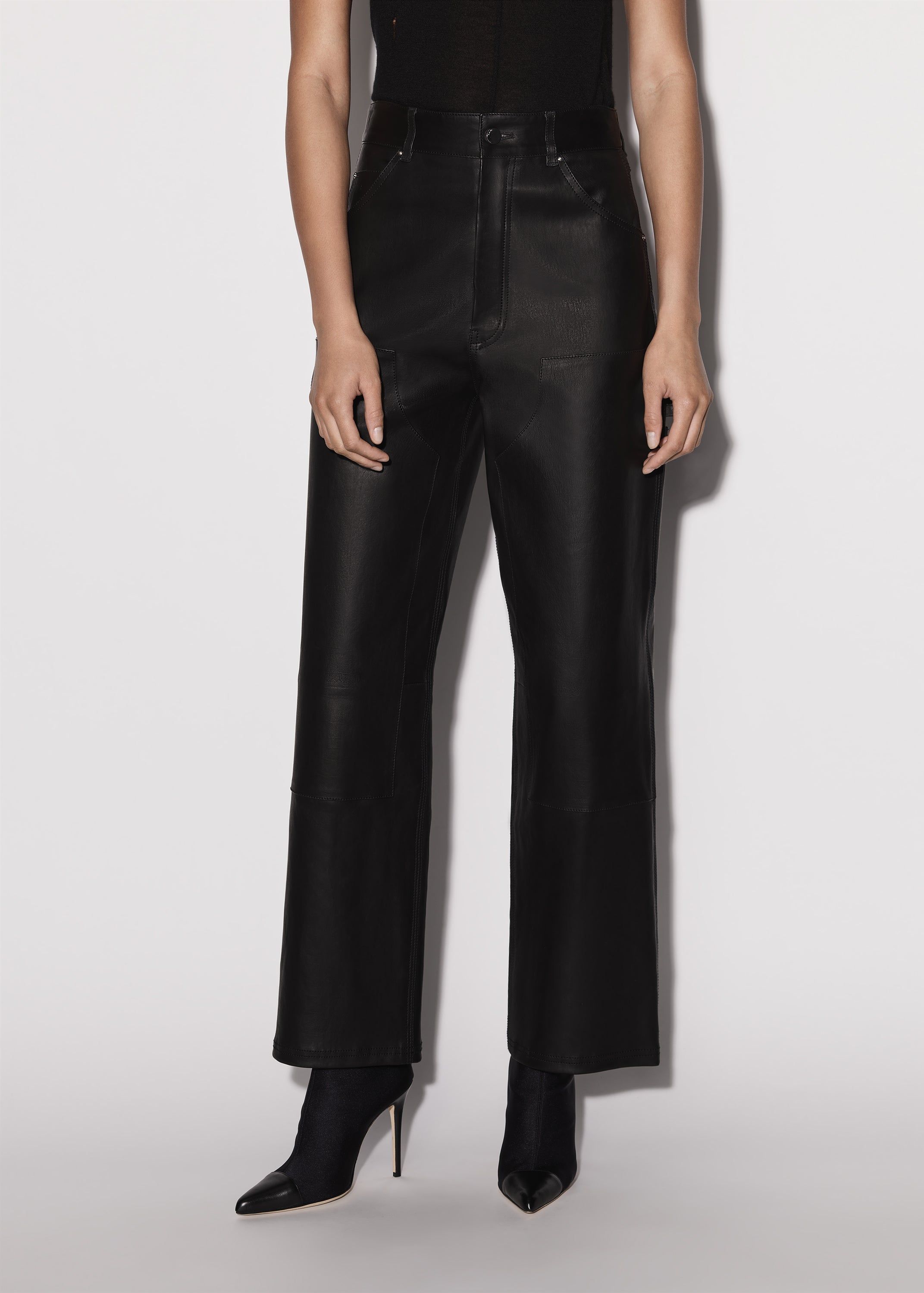 WOMEN - LEATHER CARPENTER PANT - BLACK sold by AMIRI product image thumbnail 3