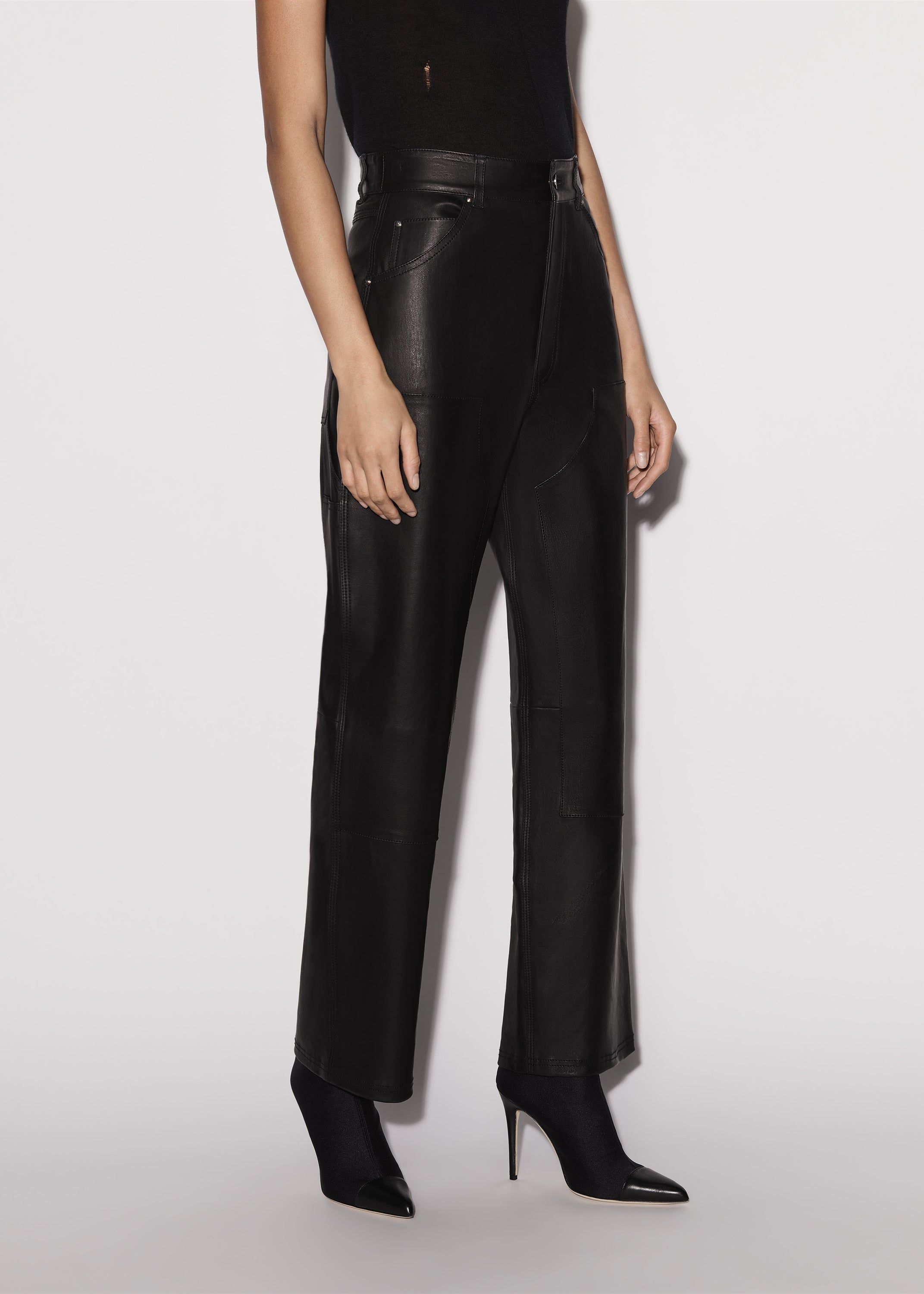 WOMEN - LEATHER CARPENTER PANT - BLACK sold by AMIRI product image thumbnail 4