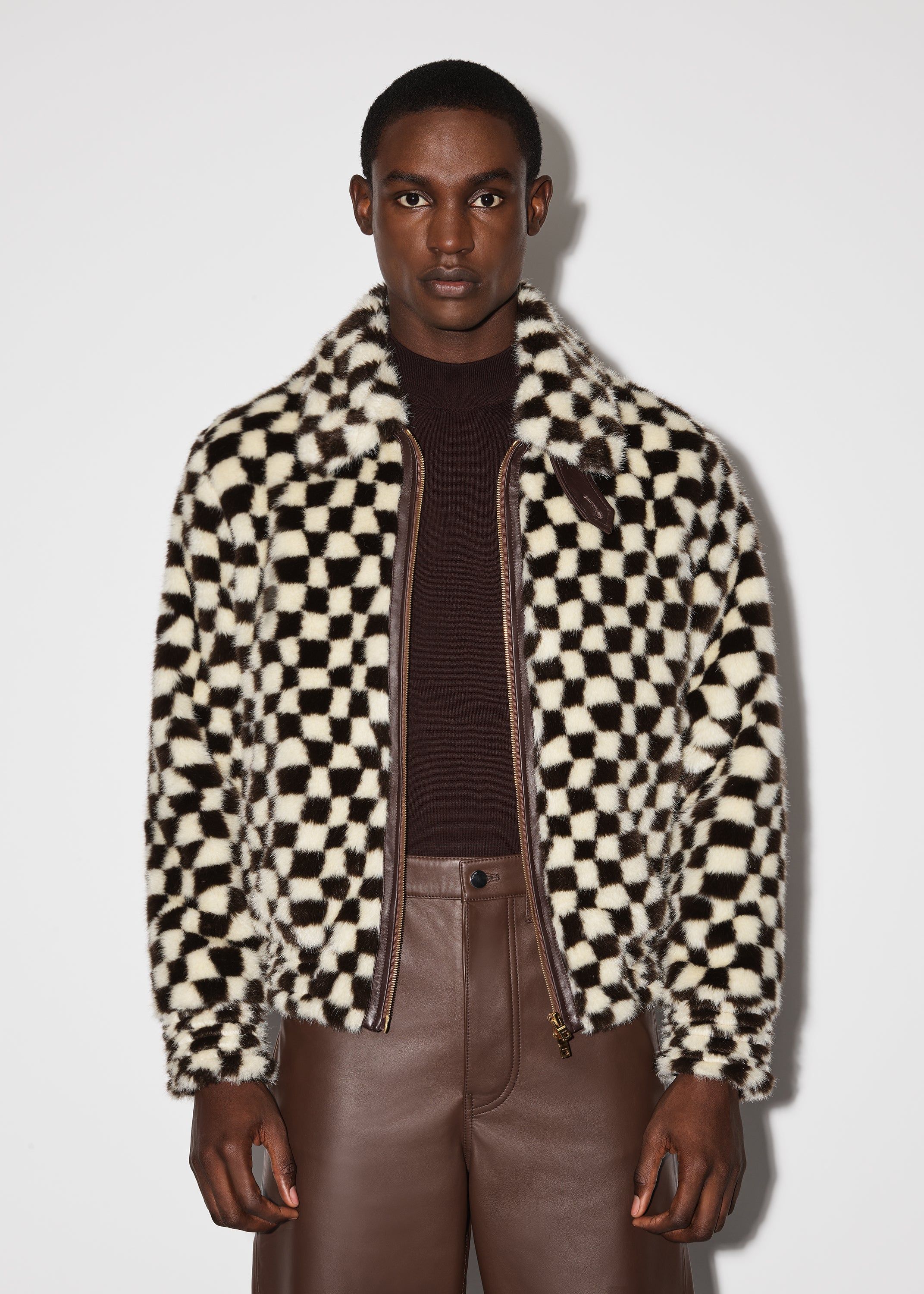 CHECKERED FAUX FUR BLOUSON - BLACK / WHITE sold by AMIRI product image thumbnail 3