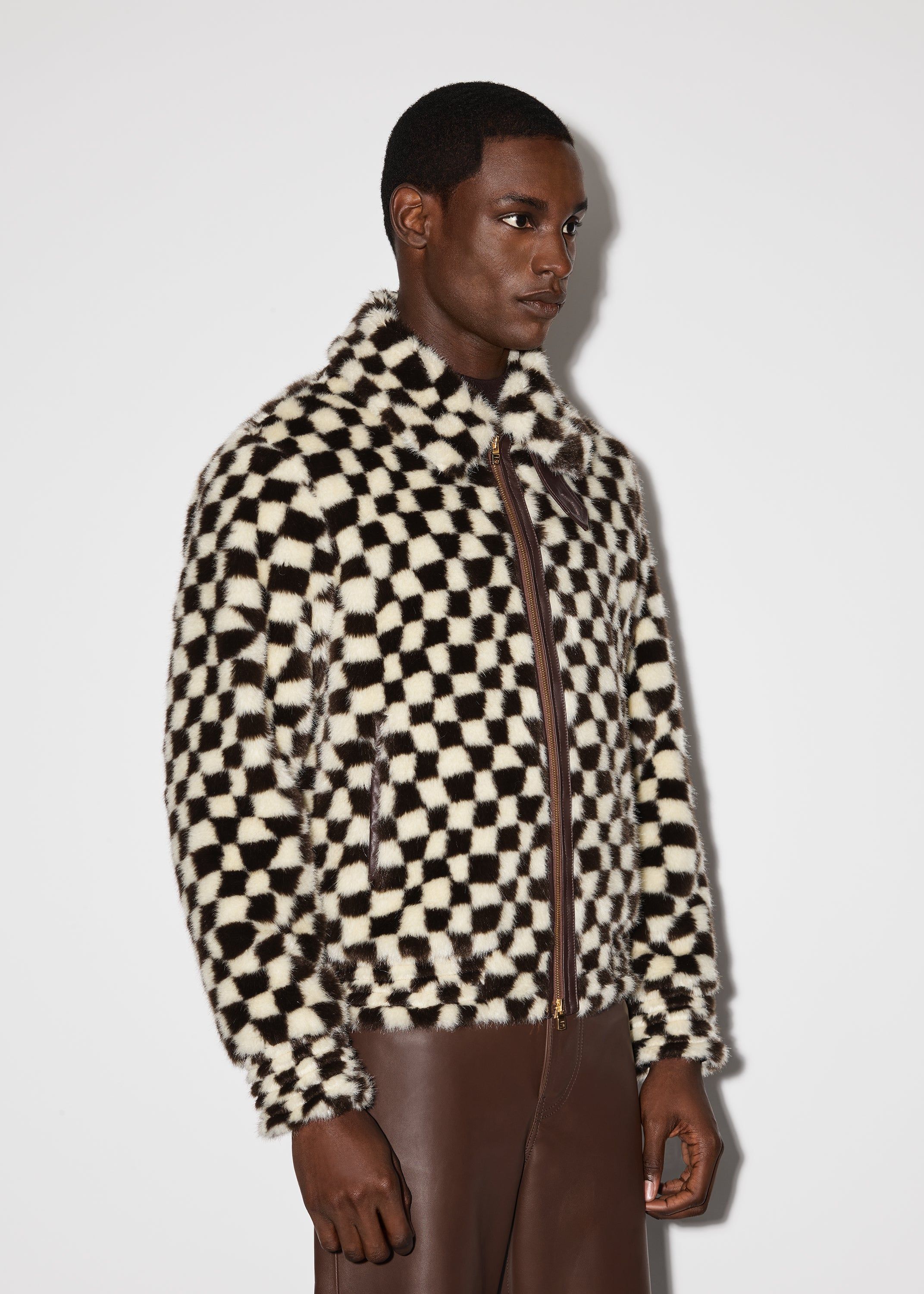 CHECKERED FAUX FUR BLOUSON - BLACK / WHITE sold by AMIRI product image thumbnail 4