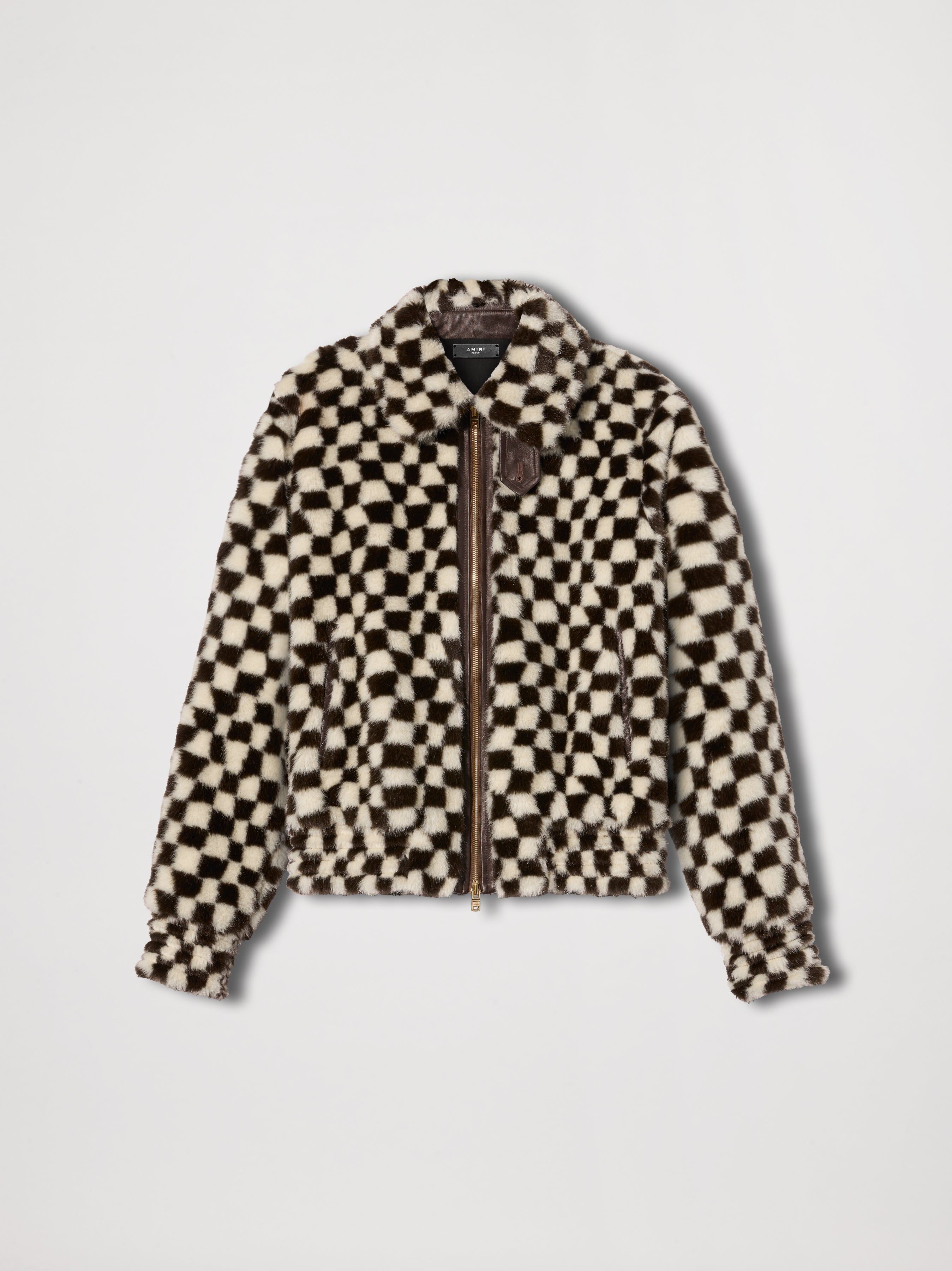 CHECKERED FAUX FUR BLOUSON - BLACK / WHITE sold by AMIRI