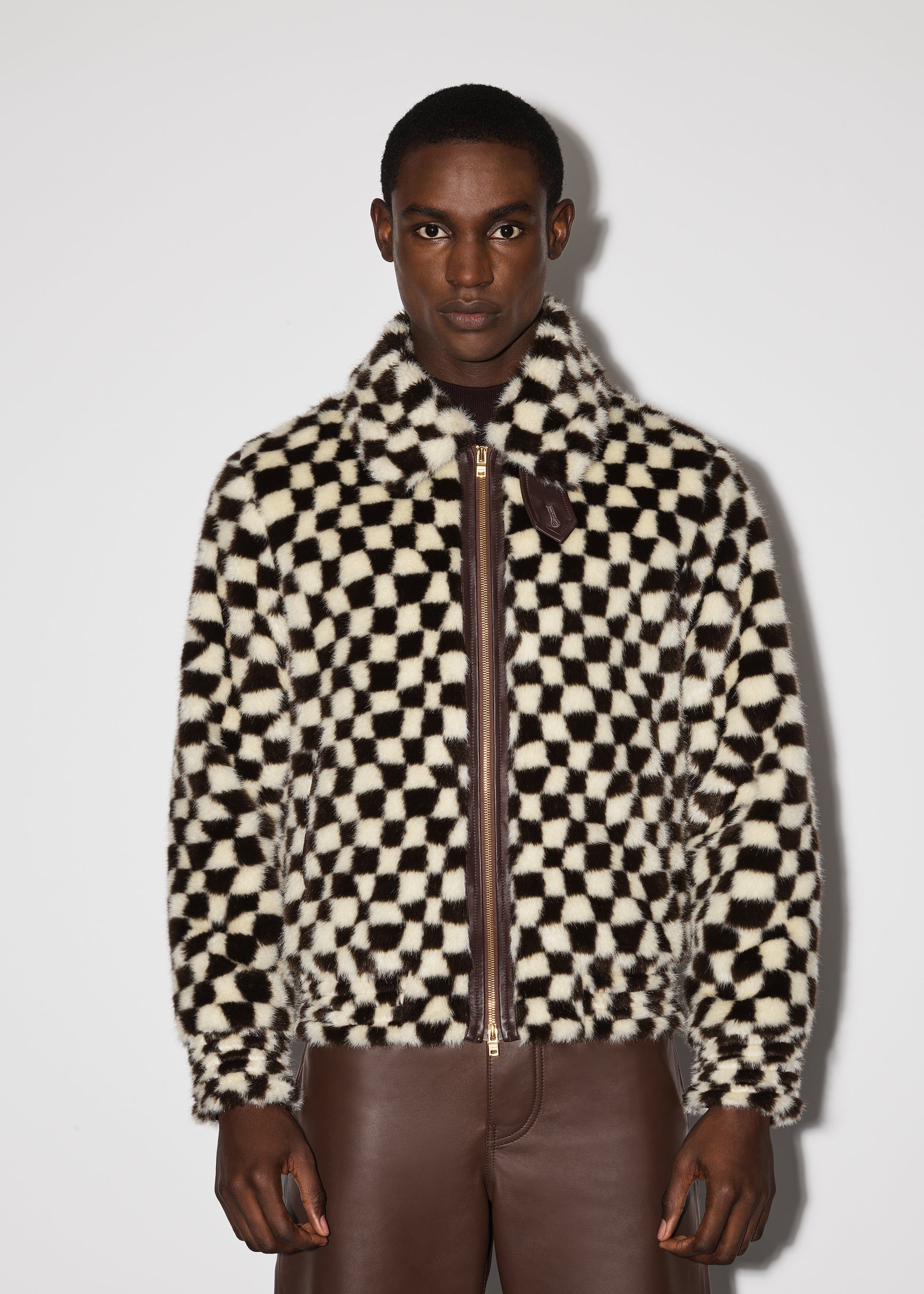 CHECKERED FAUX FUR BLOUSON - BLACK / WHITE sold by AMIRI product image thumbnail 2