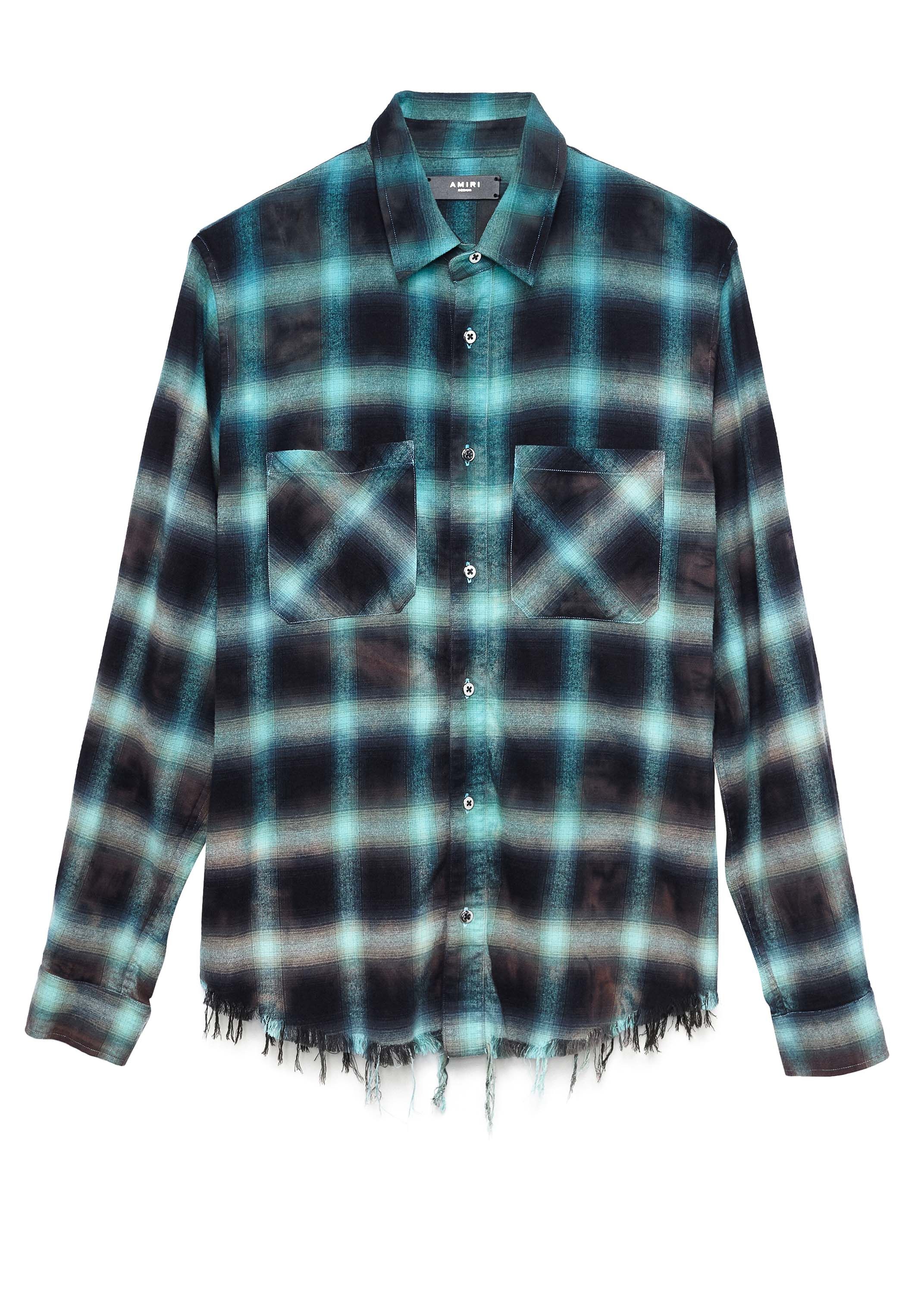 Tie Dye Blotch Plaid Blue/Black sold by AMIRI